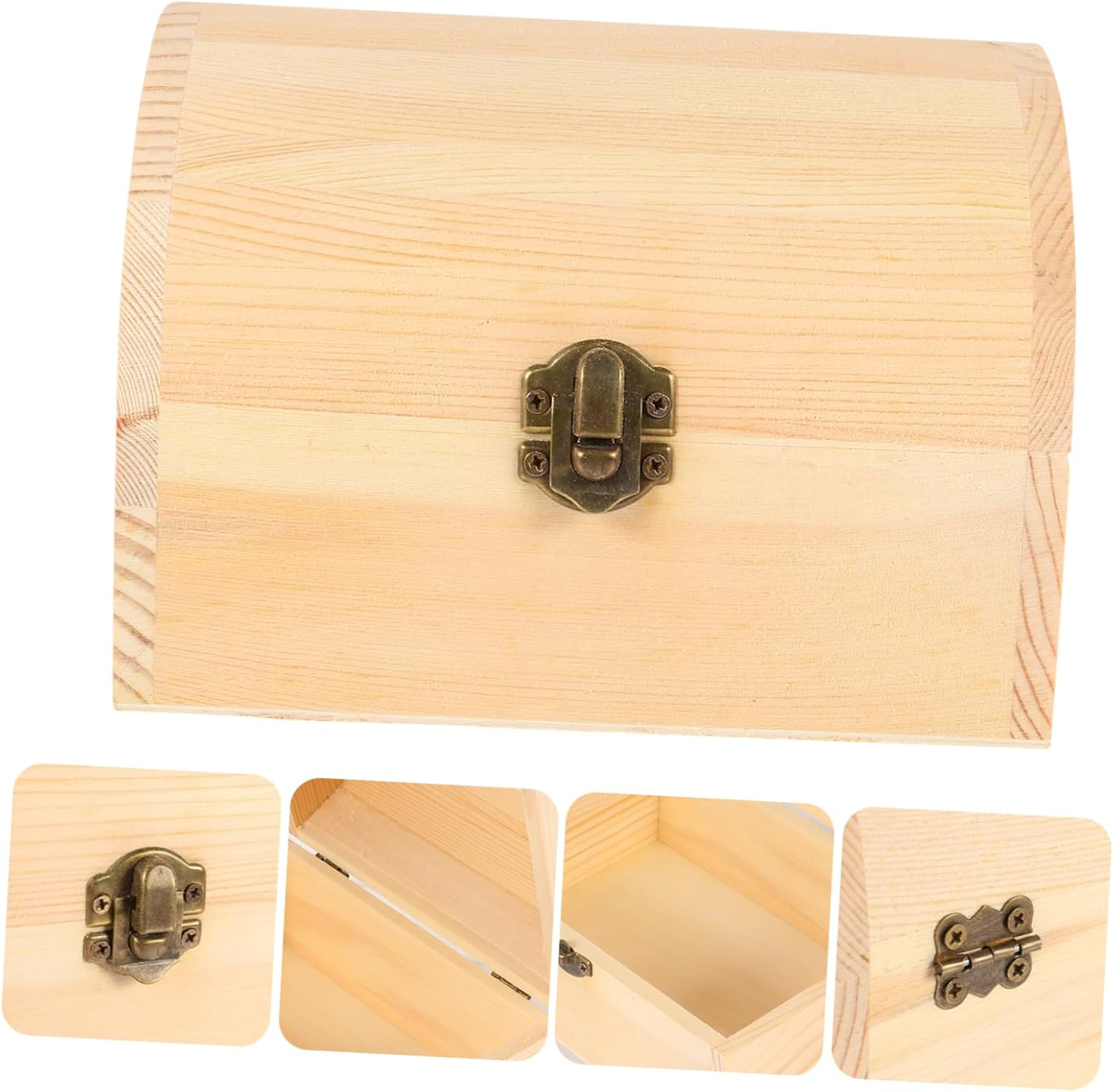 Mobestech Solid Wood Treasure Box Large Storage Box Lids Toy Storage Wooden Chest Desktop Organizer image number 4