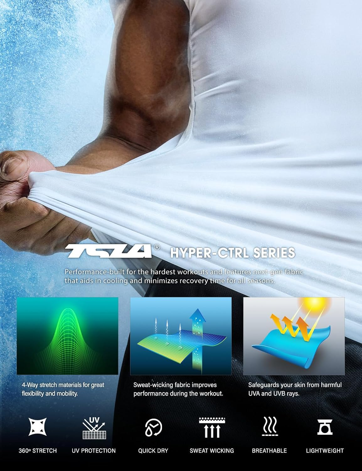 TSLA Men'S Athletic Compression Sleeveless Tank Top, Cool Dry Sports Running Basketball Workout Base Layer MUN24-WHZ Small image number 2