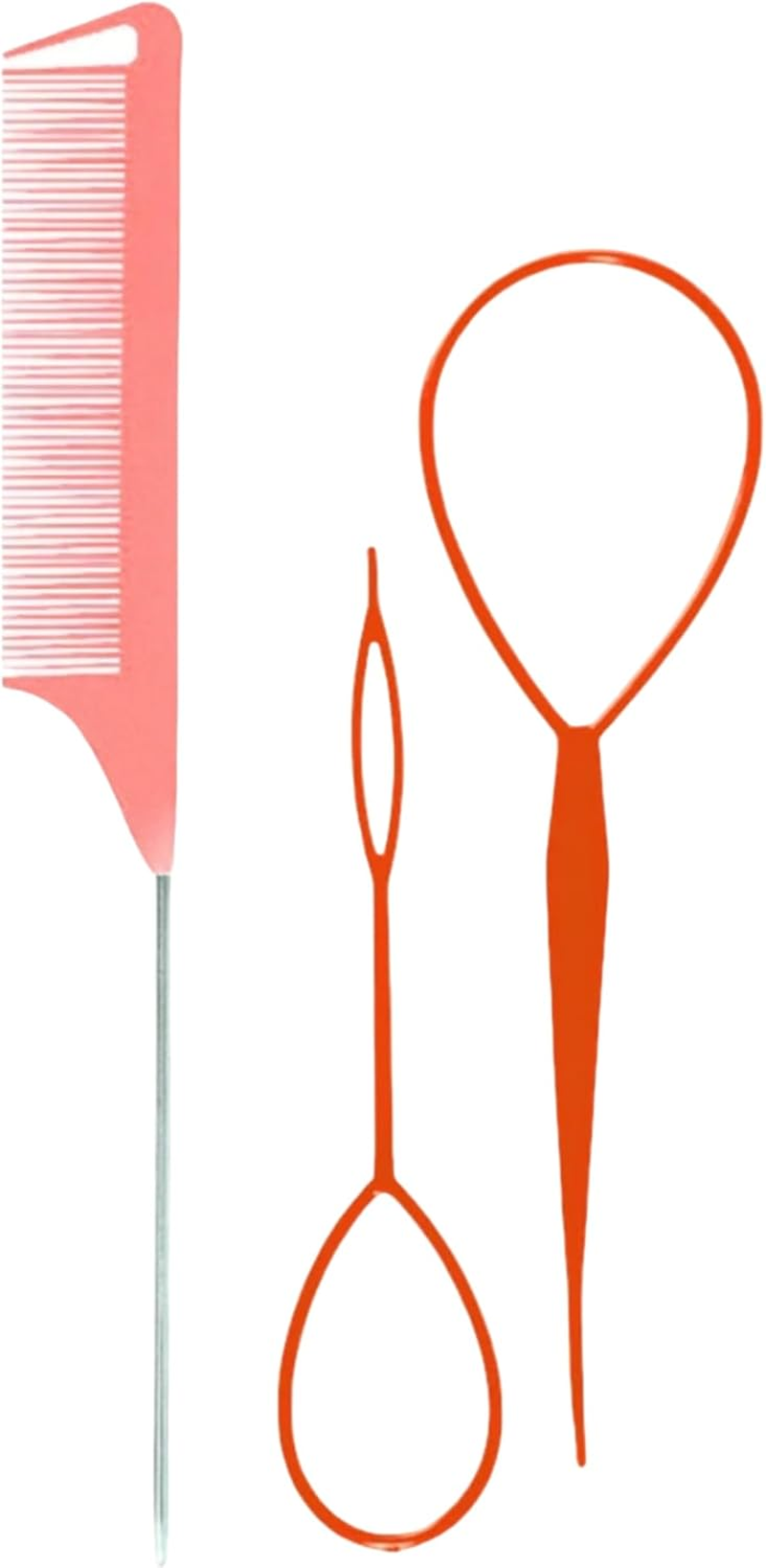 3 Piece Hair Braiding Tool Kit Professional Hair Styling Set for Perfect Braids, Includes Hook, Comb, Clips, and Accessories Ideal for Beginners and Expert (Black)