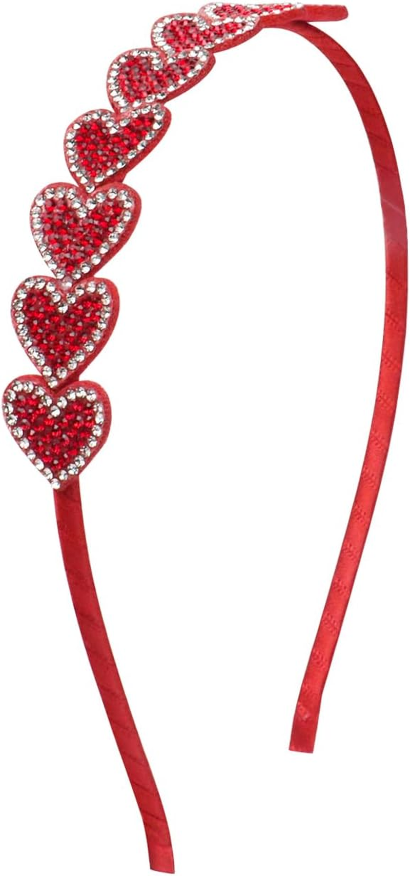 Red Sequin Heart Headbands, Pearl Heart Headband Glitter Love Heart Sequins Headband Pearl Hair Accessories for Valentine'S Day Wedding Birthday