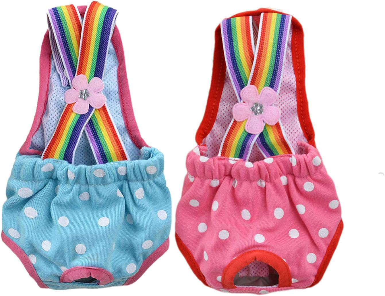 IUOUTG 2 Pieces Dog Diapers Female Cute Pet Physiological Pants with Suspender Cotton Breathable Small Dog Menstrual Briefs for Small Medium Pet Dogs
