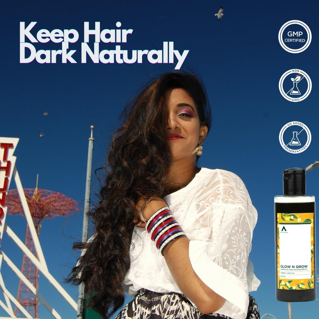 Grow N Glow Hair Oil 200 Ml | Coconut Based Hair Oil, Natural Hair Darkening Properties, Supports Hair Growth, Reduces Hair Loss (Pack of 1)