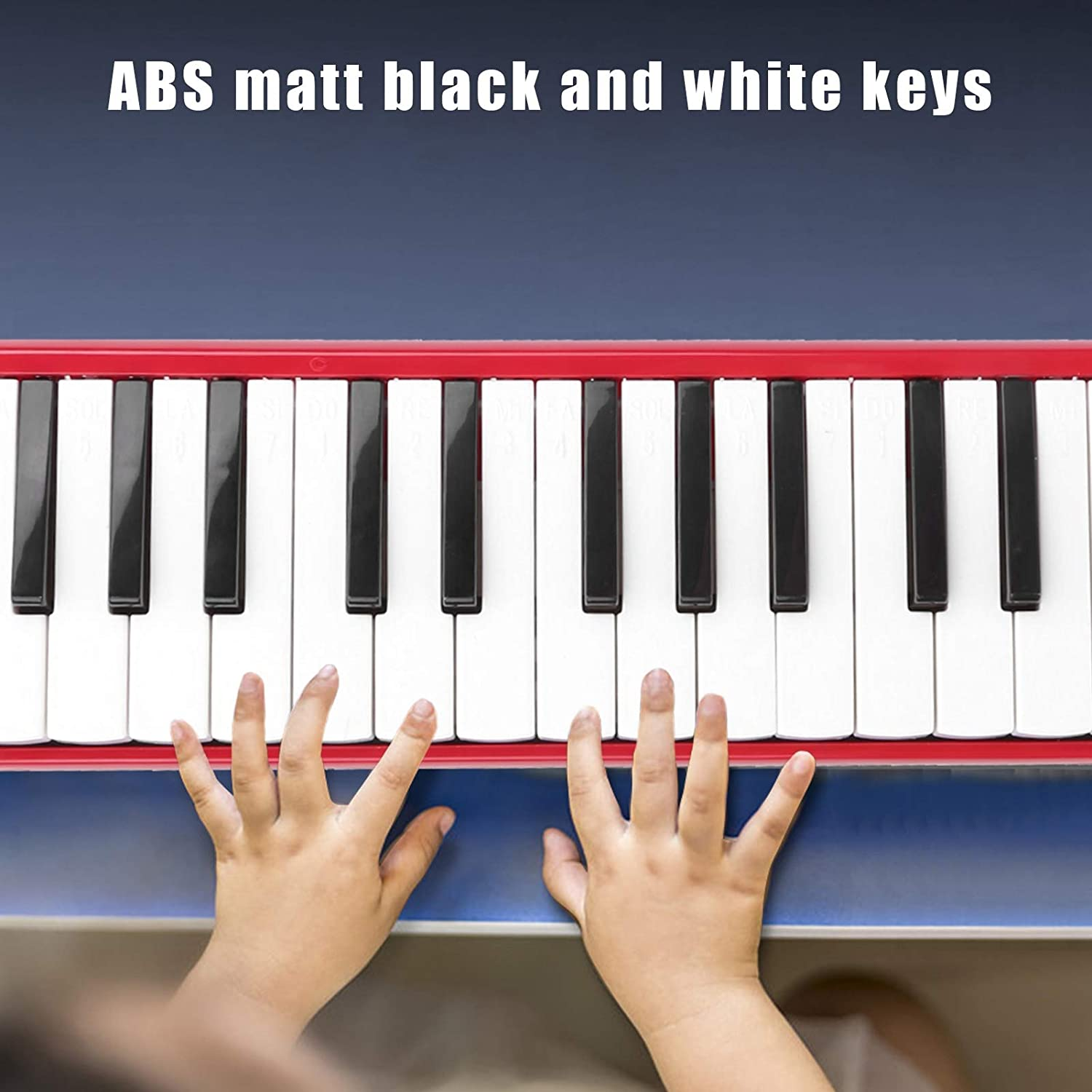 32 Key Melodica, Air Piano Keyboard Musical Instrument with Carrying Bag, Soft Blowpipe, Short Mouthpiece, Professional Mouth Melodica Keyboard for Kids Beginners Adults Gift (Red)