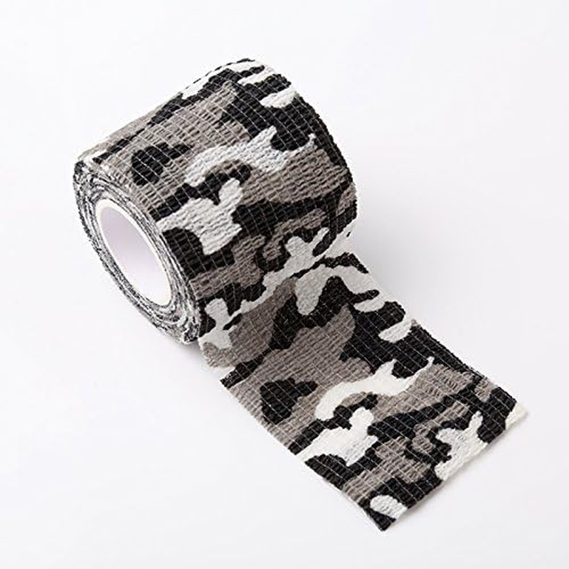 EKIND Multi-Functional Self-Adhesive Camouflage Tape Wrap, Waterproof and Non-Slip for Hunting Guns, Knife Handles, Camping Gear and More - 14.7Ft Total Length (Black White Camo, Pack of 4) image number 5