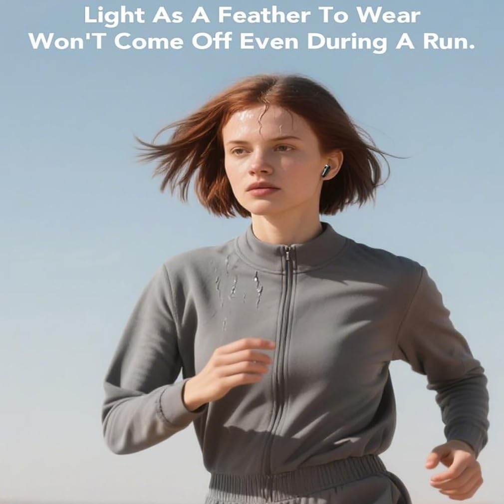 NE20 Earbuds, Bluetooth 5.4 LED Display High Fidelity Waterproof Wireless Earphones, Bluetooth Earphones, 48H Battery, IPX6 Waterproof & AI Translation, for Travel Business (Black,1Pc)