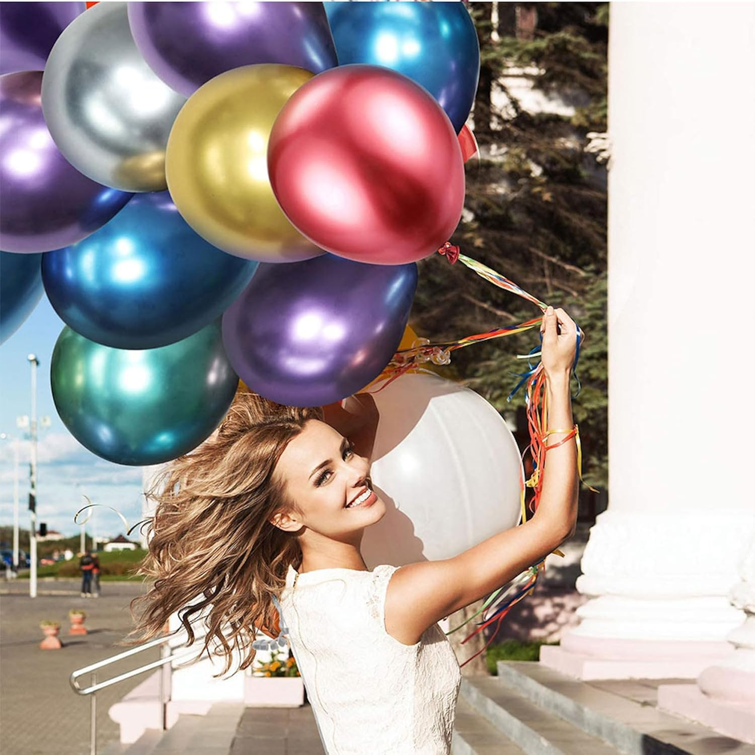 Metallic/Chrome Silver Balloons Garland Kit, Different Sizes, 12 Inch Party Latex Balloons for Birthday, Graduation, Wedding, Holiday Decoration (Mix) - Mix image number 6