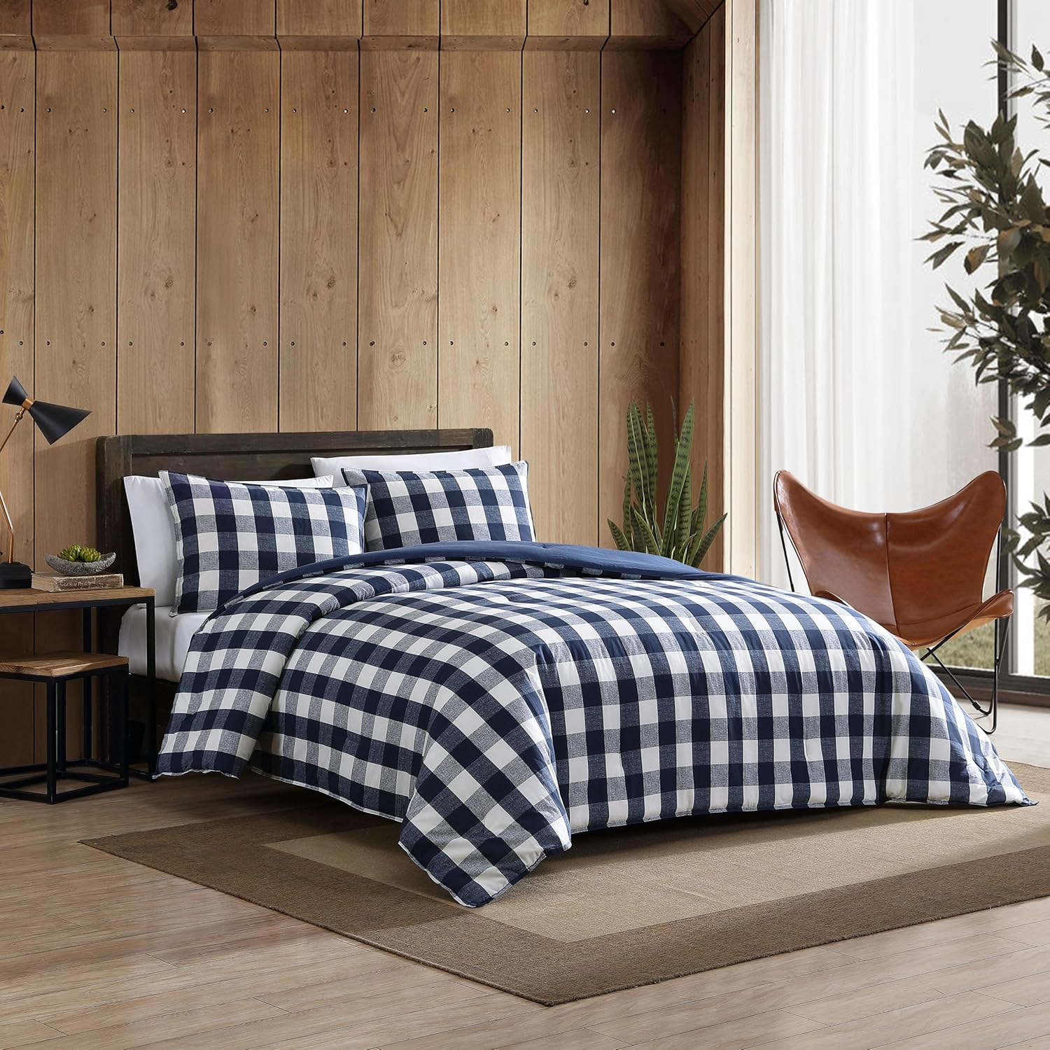Eddie Bauer - King Duvet Cover Set, Reversible Cotton Bedding with Matching Shams, Stylish Plaid Home Decor (Lakehouse Blue, King) image number 2