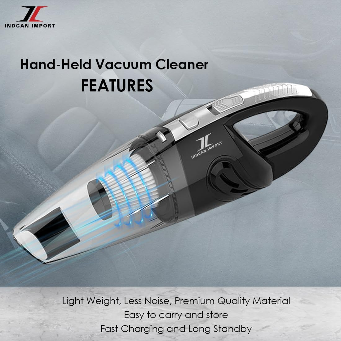 Portable Car Vacuum Cleaner High Suction Handheld Auto Vacuum for Car Interior Detailing Cordless, Powerful & Lightweight Mini Vacuum for Cars, Trucks & Suvs image number 3