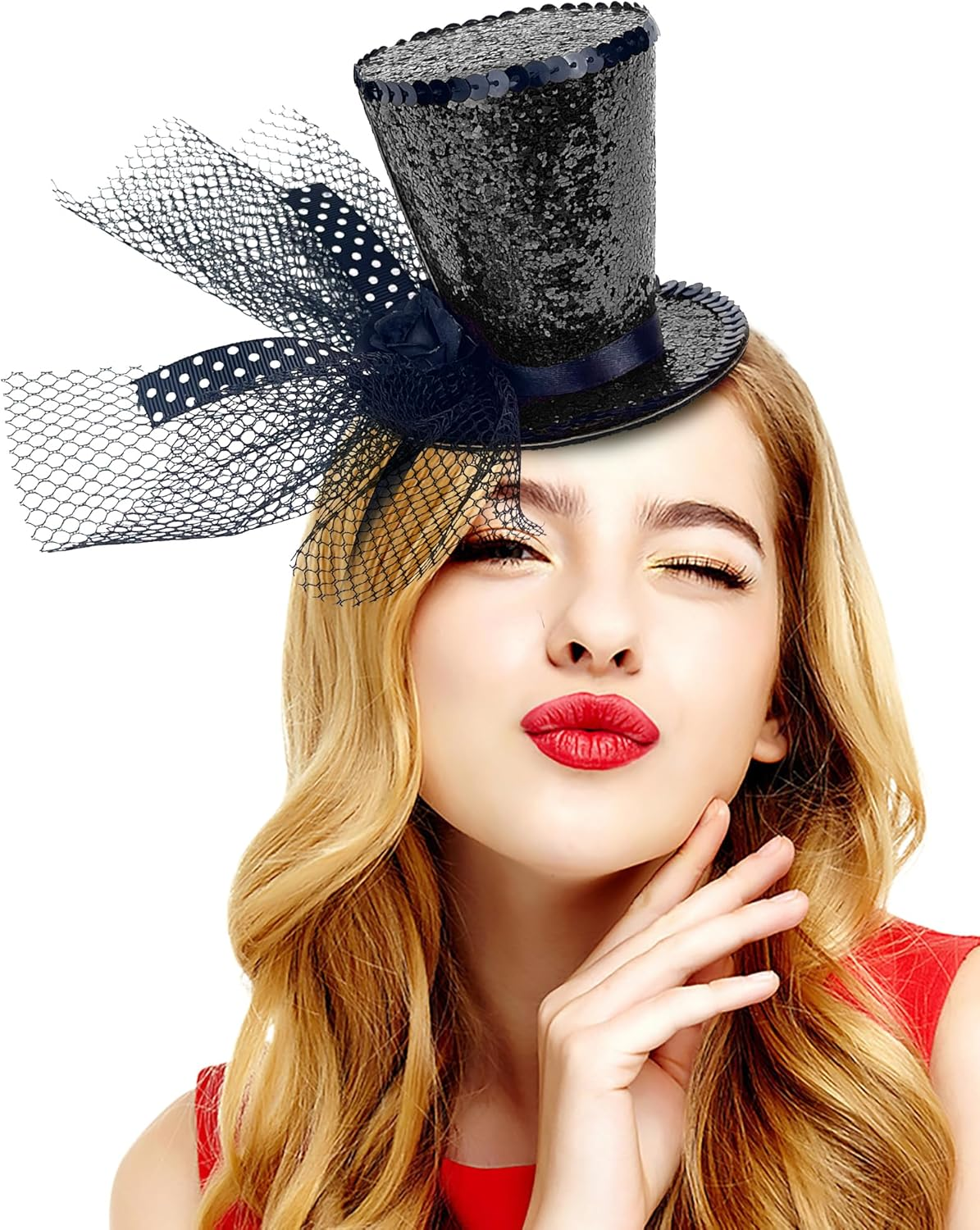 Mini Top Hat Headband Fascinator Tea Party Headpiece for Women Lady Gril 1920S Gatsby Party Costume Accessory image number 5