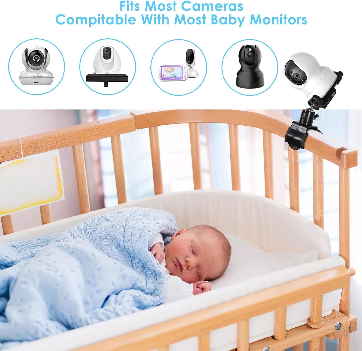 Baby Camera Monitor Mount Universal Baby Camera Mount 360 Degree Rotating Stable Camera Holder Baby Monitor Camera Mount Stabiliser Suitable for Most Babies
