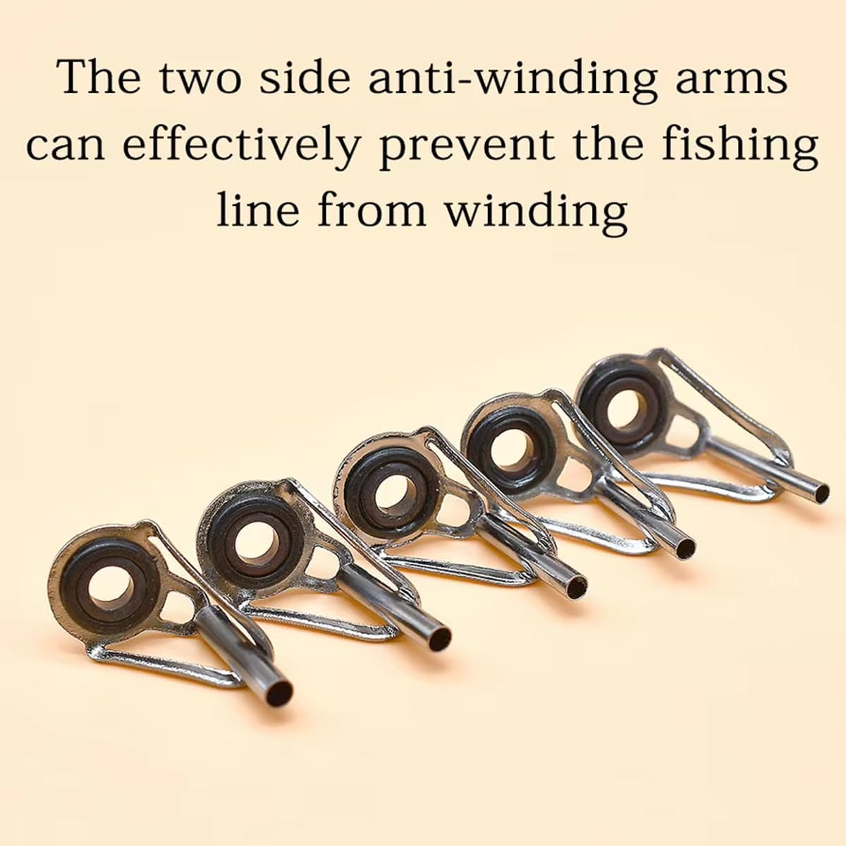 AIMALL 50PCS Fishing Rod Guide Tip Set with 10 Sizes Stainless Steel and Ceramic Line Ring Anti-Winding Rod Top Ring Repair Kit for Sea Fishing DIY image number 6