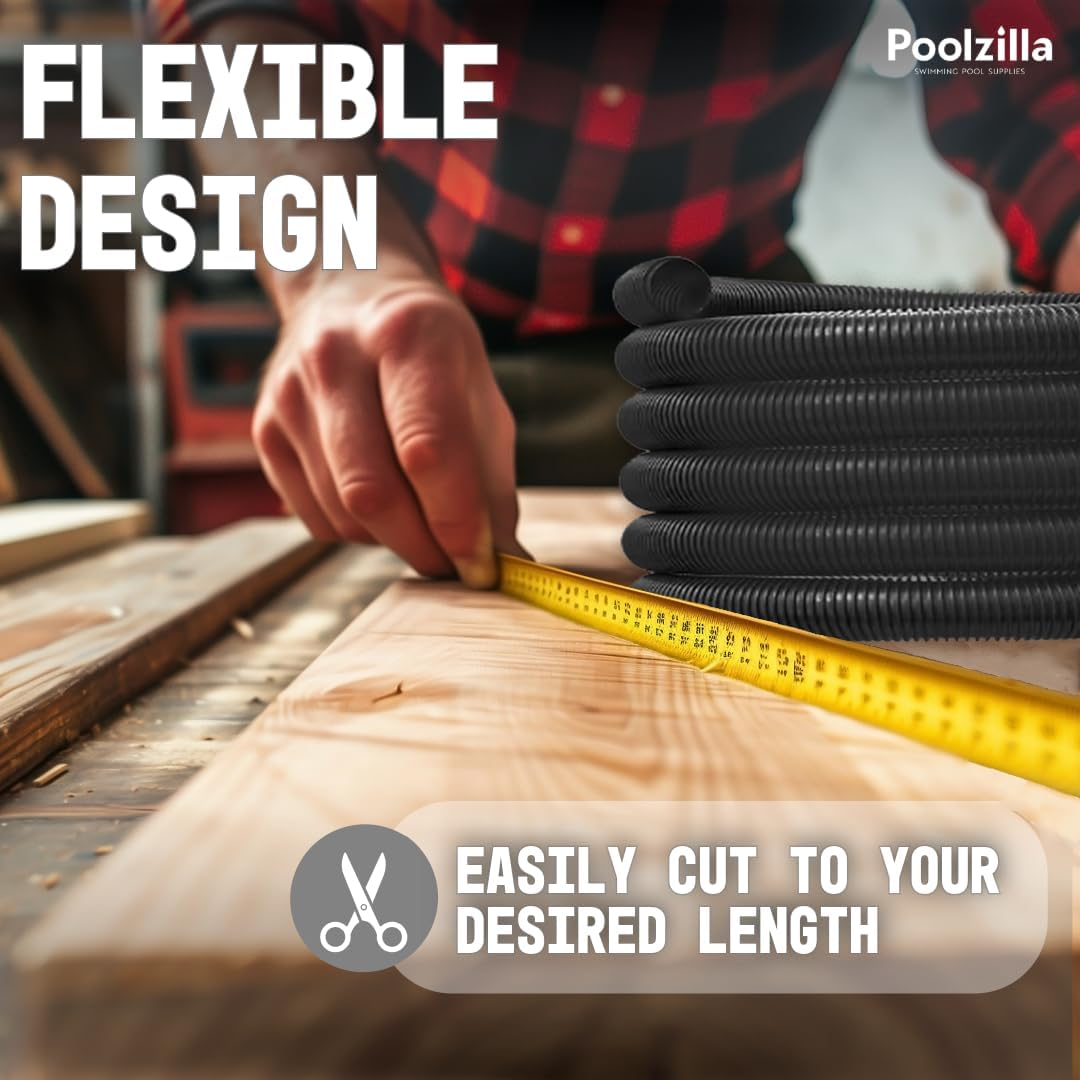 Poolzilla 20&rsquo; FT Corrugated Pond Hose - 1&rsquo;&rsquo; Inch ID, Flexible Reinforced Water Tubing for Aquariums, Pool Maintenance, Ponds, Fountains, Gardens, and Other Aquatic Features image number 2