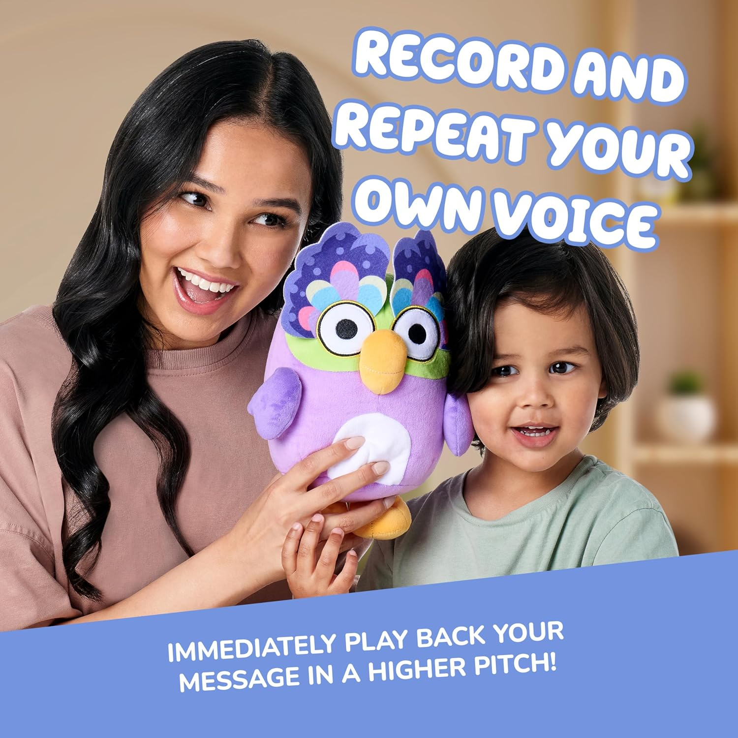 Bluey Chattermax 25.4Cm (10") Plush Toy Press the Belly to Hear Sound Effects and Record Your Voice image number 4