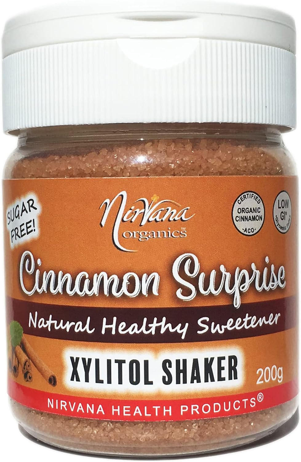 Nirvana Organics Xylitol Cinnamon Shaker Sweetener 200G