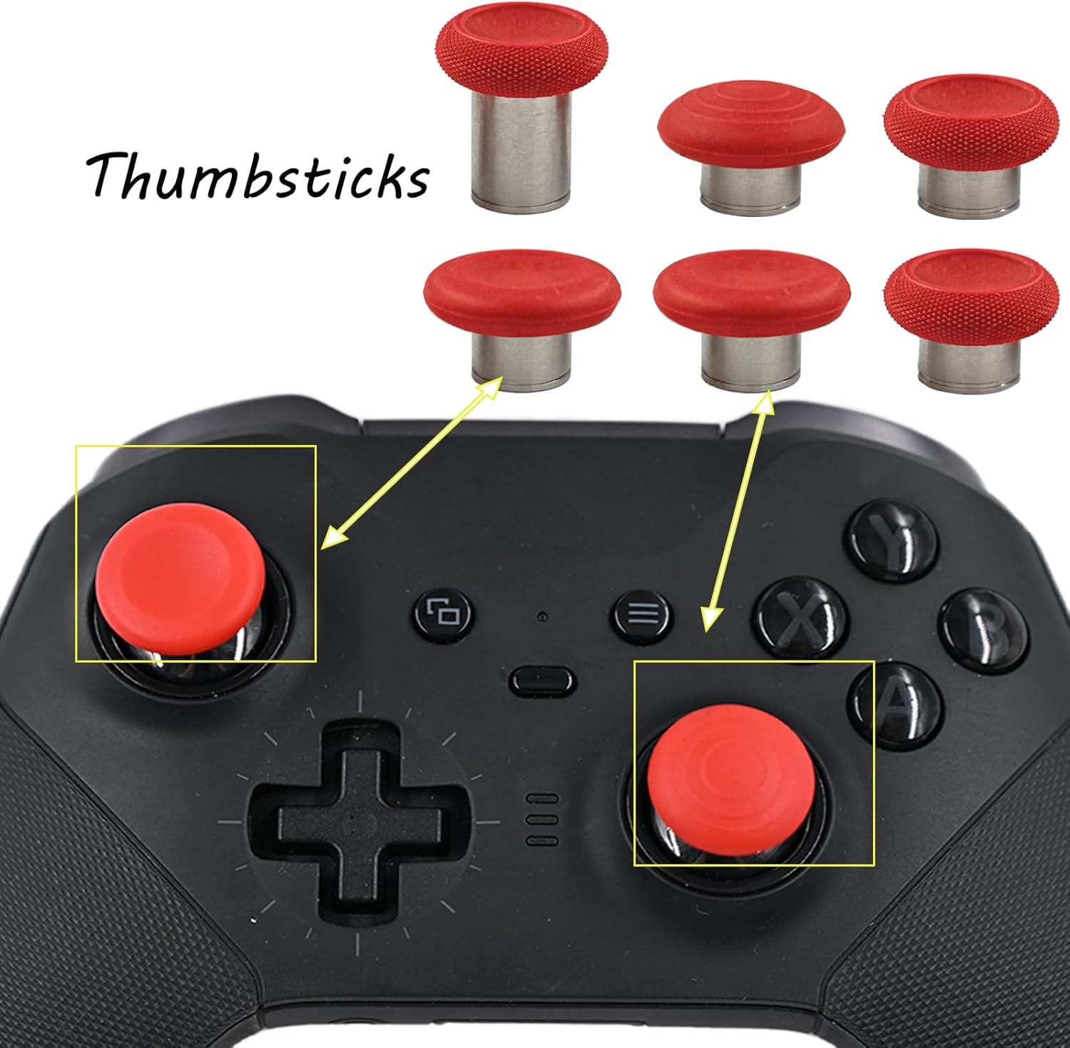 6 in 1 Swap Magnetic Thumbsticks Set for Xbox Elite Series 2 Controller,Replacement Joysticks Parts for Controller Elite Series 2/Elite Series 2 Core Controller(Red) image number 3
