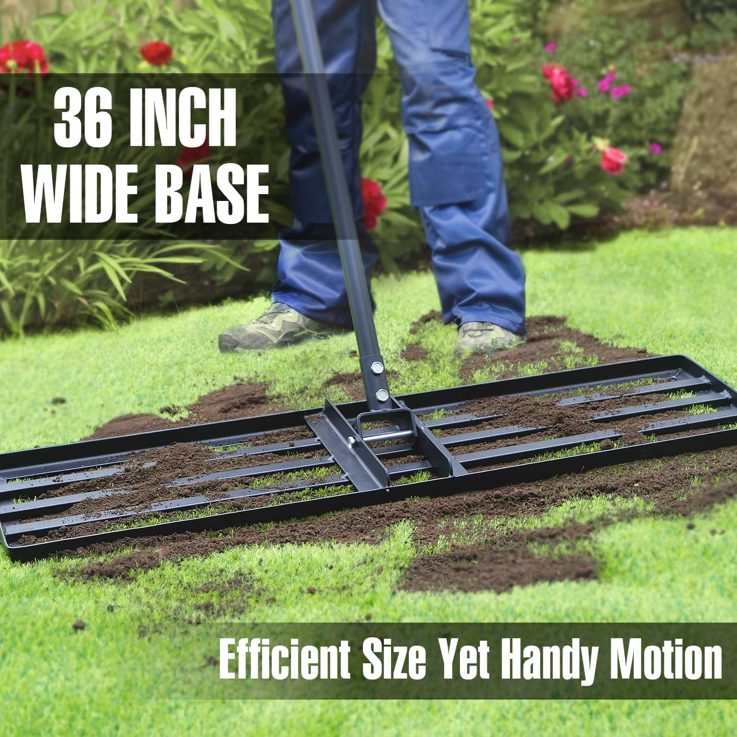 Jardineer Lawn Leveling Rake 36 Inches, Heavy Duty Ground Leveler for Grass, Soil, Dirt, and Sand - Ideal Yard Tool