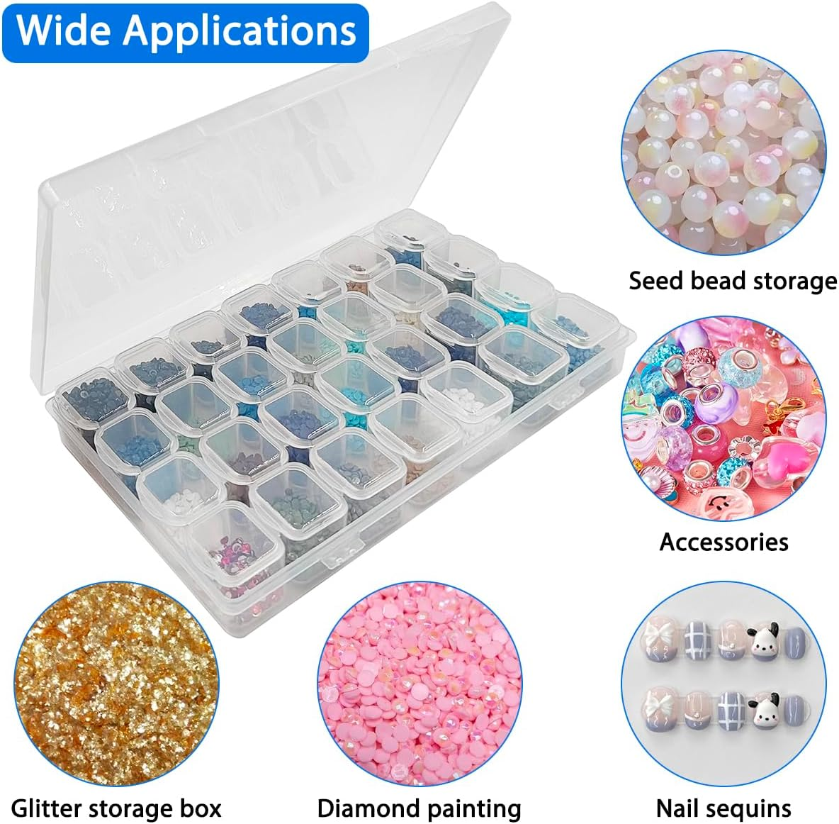 108Pcs Diamond Art Paintings Tools and Accessories, AIFUDA Diamond Art Paintings Storage Boxes with Multiple Sizes Dimensions Trays Painting Pens for DIY Diamond Art Craft image number 3