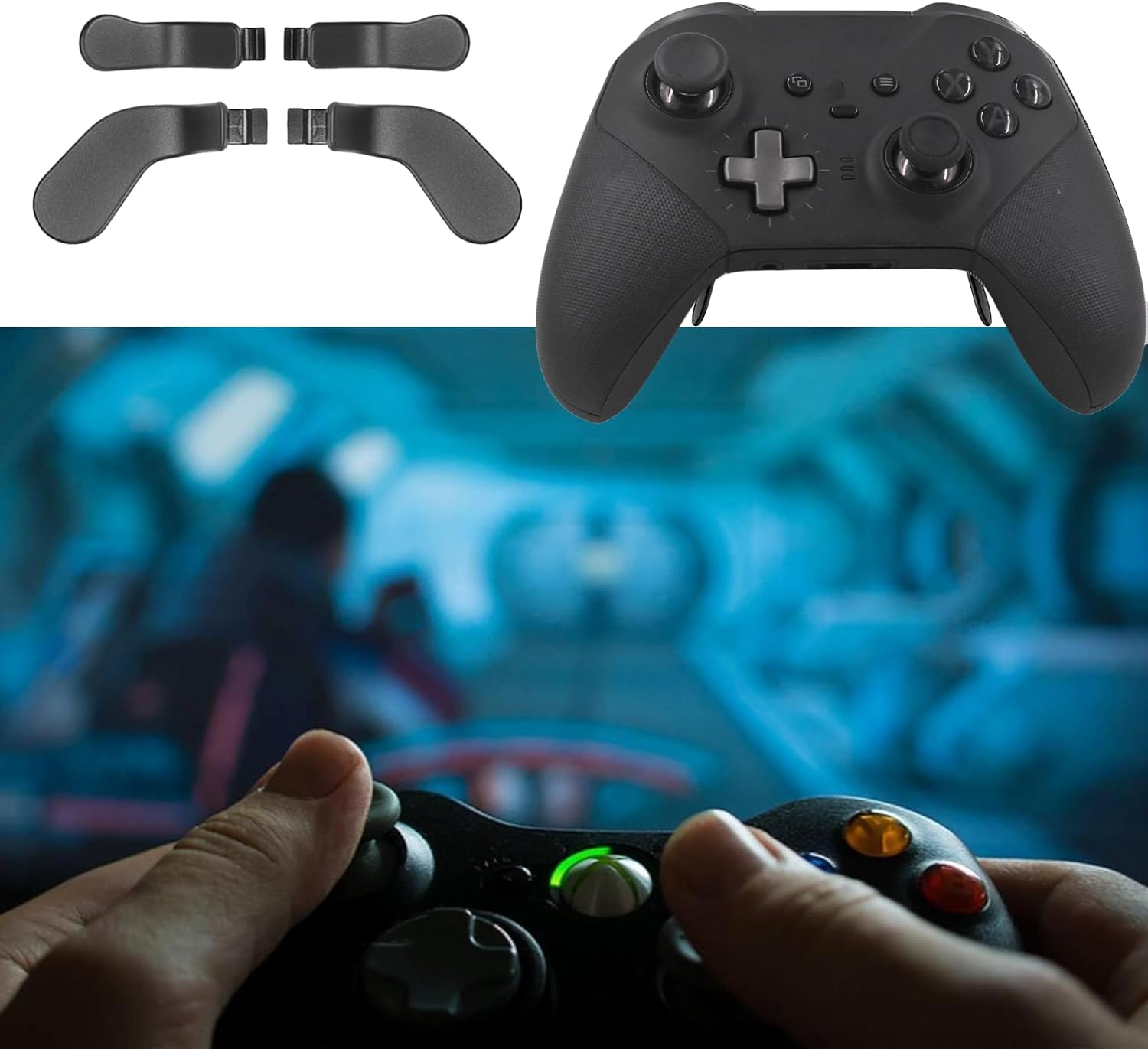 9 in 1 Thumbsticks for Elite Series 2 Core Controllers, D-Pads Replacement for Xbox Elite 2 Core Controller, Elite Control Paddles for Xbox Elite 2 Core, Accessories Parts for Xbox One Elite 2 (Black) - Silver image number 4