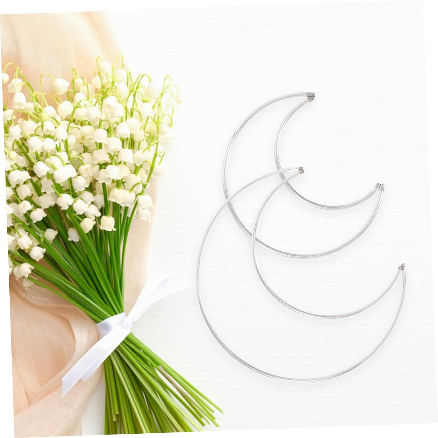 Moon Shaped Dreamcatcher Hoops DIY Craft Rings Iron Dream Catcher Decoration 10Pcs (5 Small + 5 Large) for Handmade Home D&eacute;cor Supplies