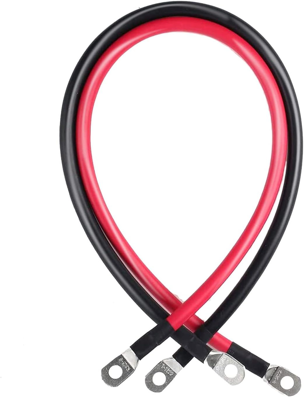 5 AWG Gauge Parallel Battery Power Inverter Cables with Terminals, Pure Copper Battery Cables Set with 3/8 Inch Copper Ring Ends for Solar, RV, Car, Boat, ATV, Motorcycle (1 Set,50Cm/1.65Ft,16Mm&sup2;)