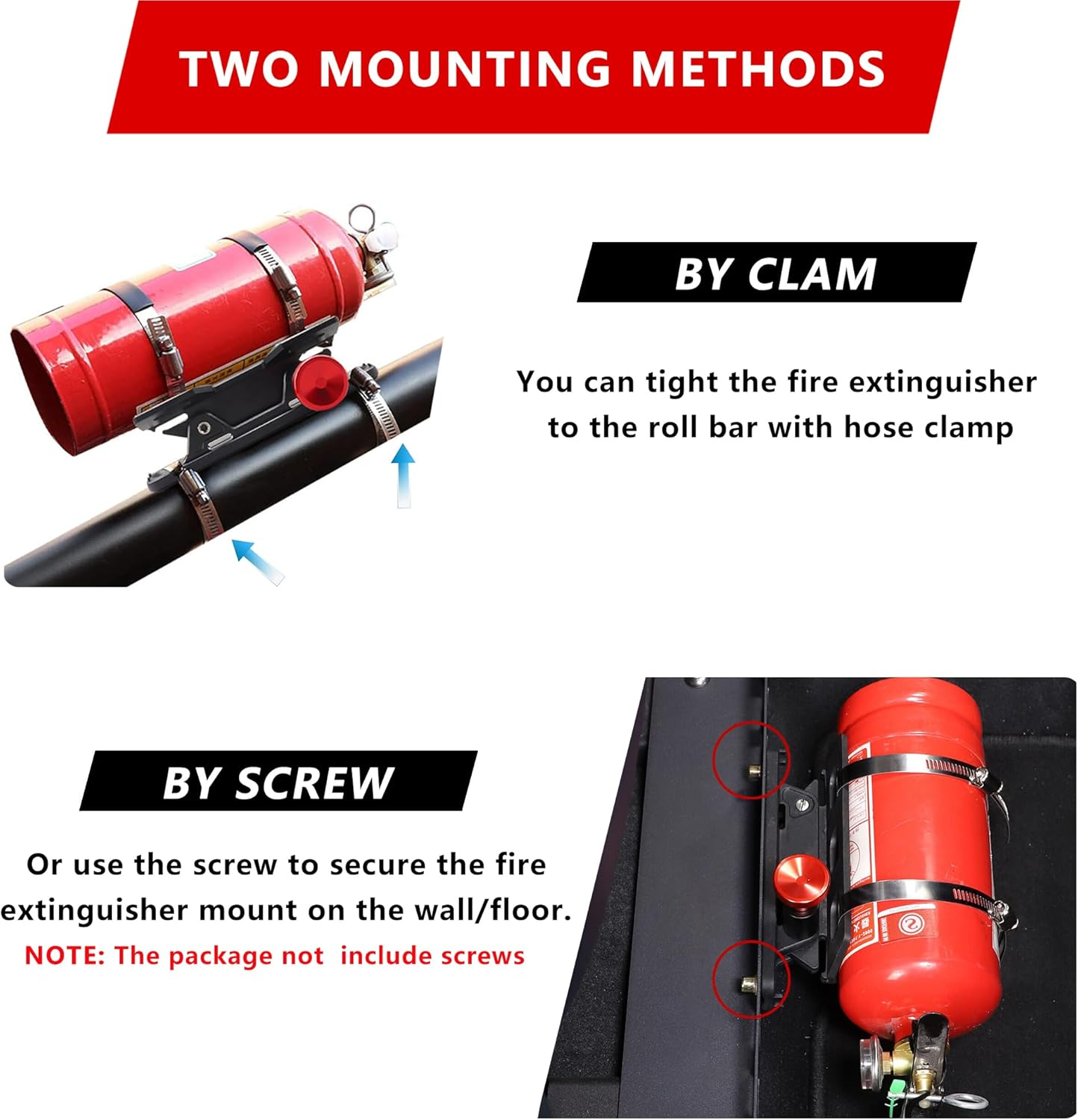 Quick Release Fire Extinguisher Mount - Aluminum Adjustable UTV Roll Bar Fire Extinguisher Holder Mounting Bracket for Jeep Wrangler TJ JK JL JKU Polaris RZR Ranger Cam-Am X3 Universal image number 4