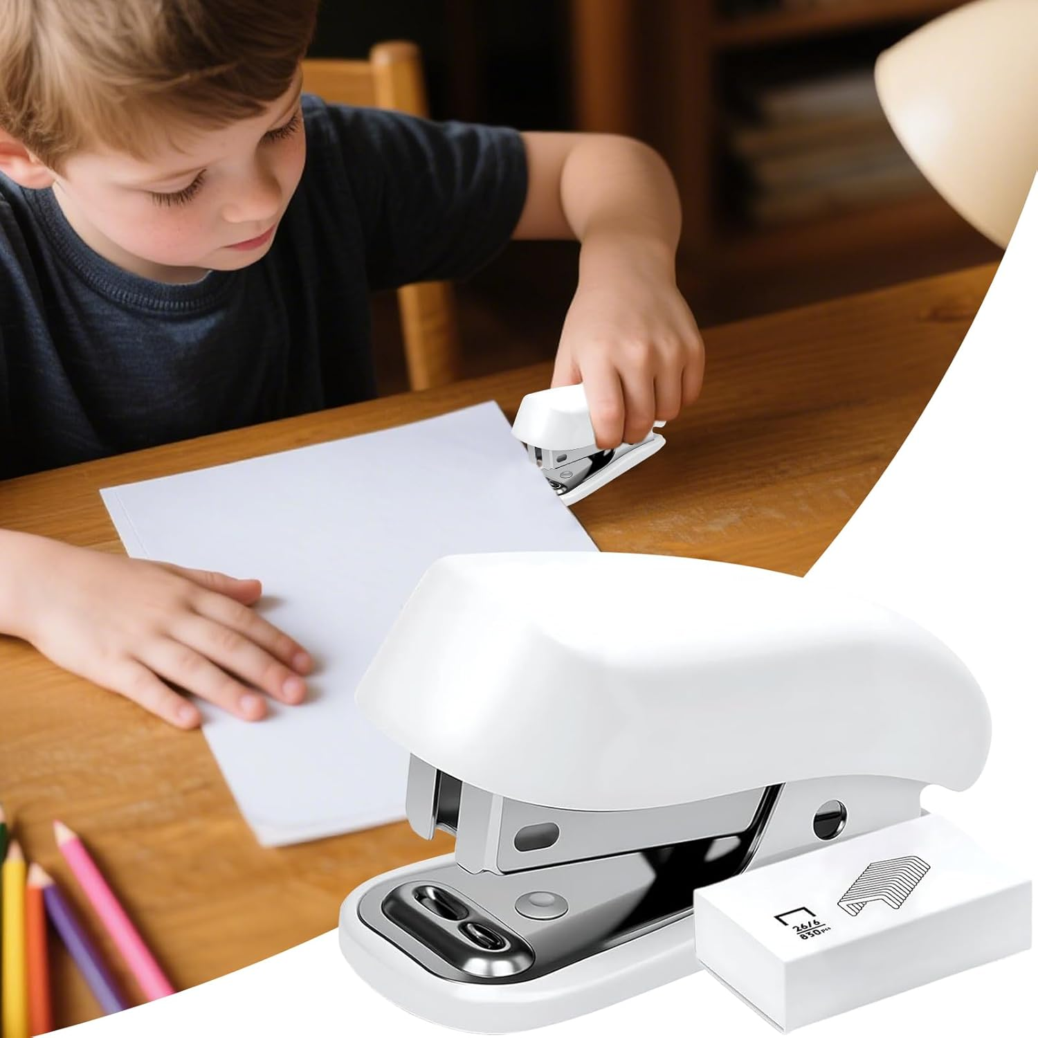 Mini Stapler - Built-In Staple Remover Office Stapler,Cute Booklet Paper Binding Tool Teacher Supplies for Desktop School Home Studio Classroom Outdoor - Blue image number 5