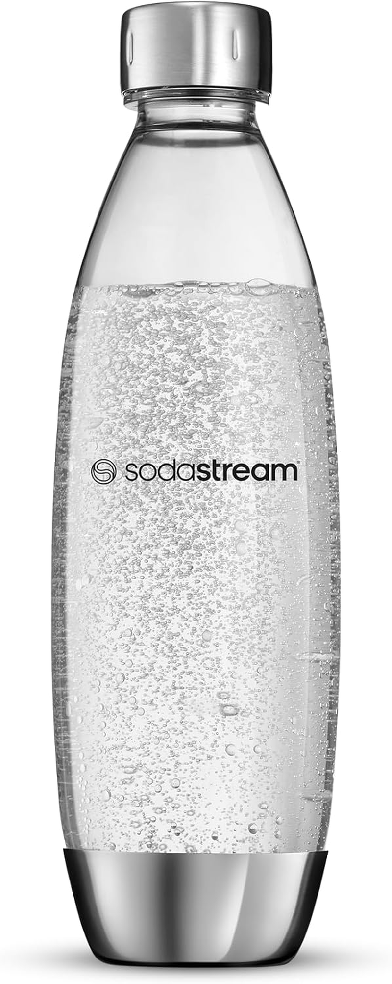 Sodastream - Fuse 1L Metal Accent Carbonating Water Bottle | Bpa-Free & Dishwasher Safe | Hermetic Sealing Lid | Compatible with Most Models | Easy Soda Making, Silver, Plastic image number 1