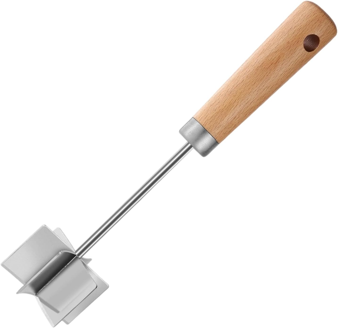 Meat Chopper for Ground Beef - Stainless Steel Kitchen Gadgets | Ground Meat Masher with Wooden Handle,For Sausage Patty Making Cooking Meal Prep Home
