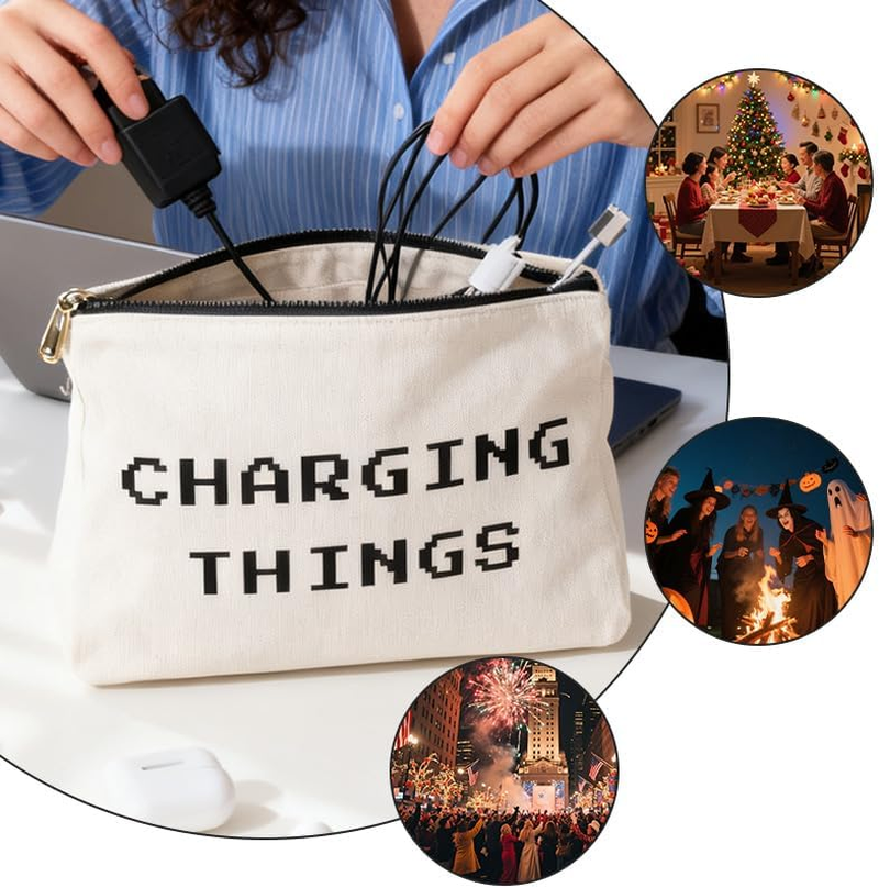 Charger Cable Organizer Bag Case Pouch Small Airplane Travel Essentials Cord Chargers Plugs Electronics Case Storage Tech Bags Christmas Gifts for Traveller Gamer Business Vacation Travel Gadgets image number 4