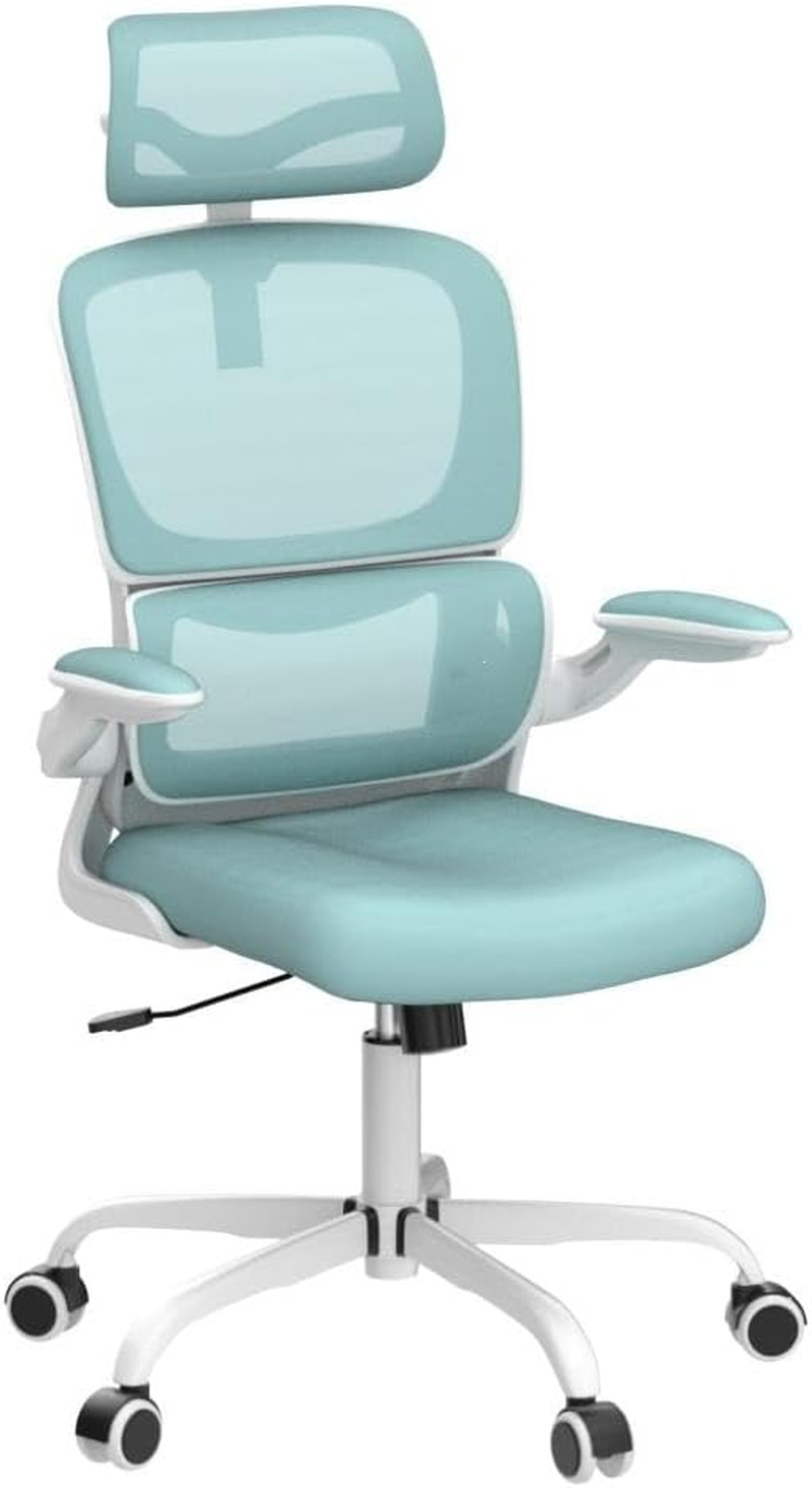 Razzor Ergonomic Office Chair, High Back Mesh Desk Chair with Lumbar Support and Adjustable Headrest, Computer Gaming Chair, Executive Swivel Chair for Home Office, Rz2202H-Mint Green image number 6