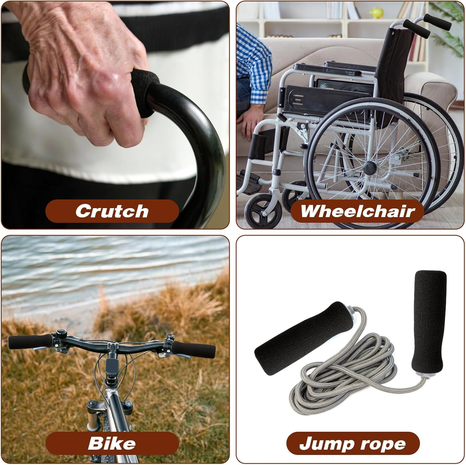 KALIONE 4 Pack Cane Grips - Black Foam Offset Handle Replacement for Seniors image number 4