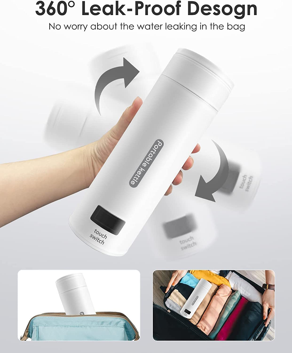 Small Electric Tea Kettle Travel Portable Mini Coffee Kettle, with 4 Variable Presets, Personal Hot Water Boiler 304 Stainless Steel with Auto Shut-Off & Boil Dry Protection, Bpa-Free(Au PLUG) image number 5