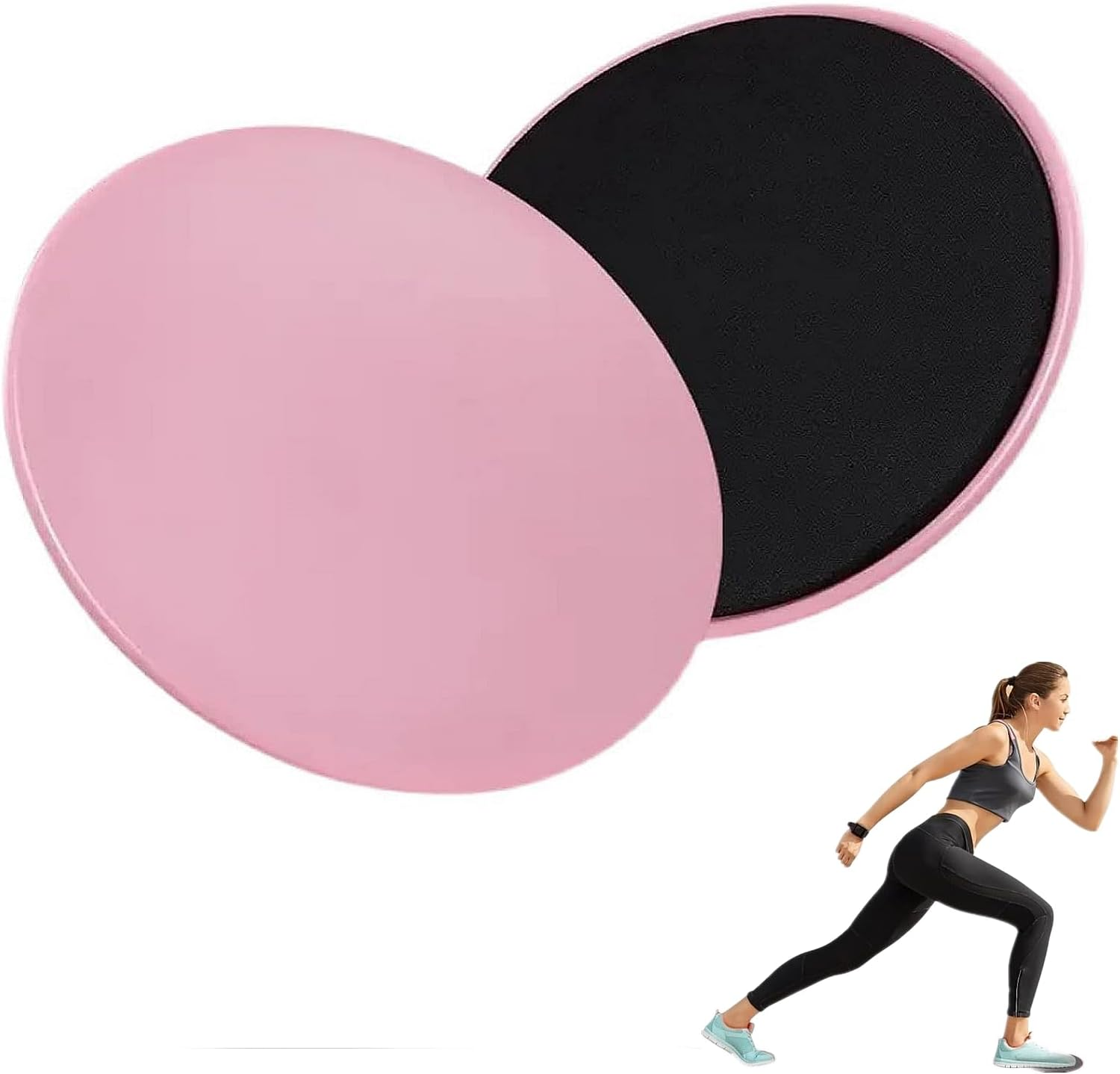 Double Sided Exercise Slider - 2 Pack, Pink, Pilates Core Workout, Carpet & Hardwood Floor Gliding Discs image number 4