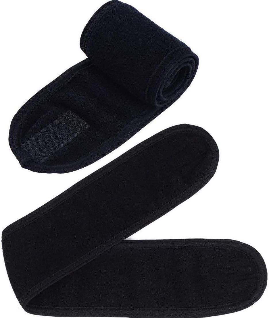 Onwon 2 Pack Facial Spa Headband with Magic Tape - Head Wrap Terry Cloth Headband Stretch Towel Headband for Bath, Makeup, Yoga and Sport, Black image number 4
