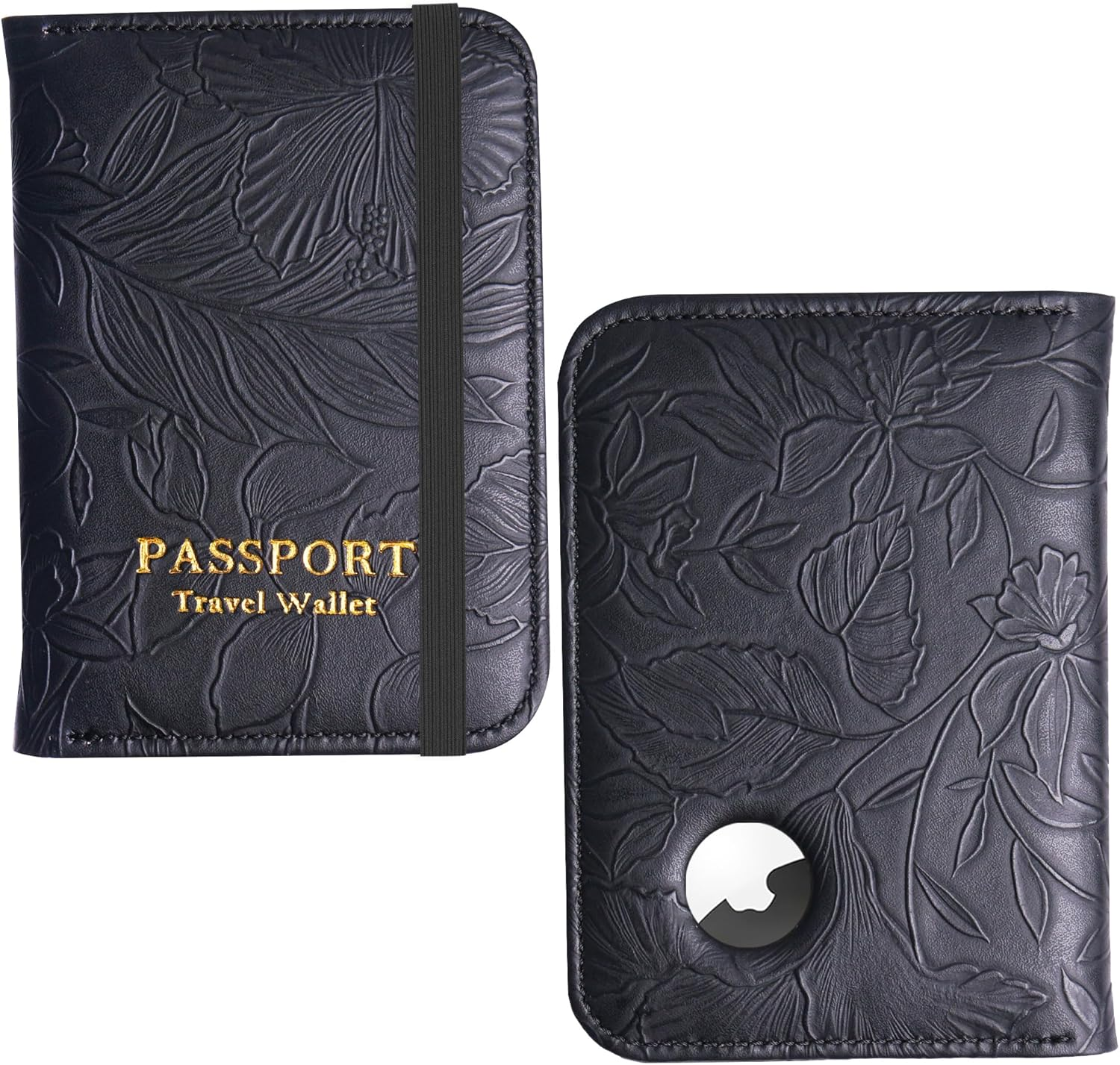 Lizimandu Passport Holder with Airtag Slot, Airtag Passport Wallet for Men Women, Slim Leather Passport Holder Case Family for Travel Anti-Lost, 1-Carved Light Brown, 1 Pcs