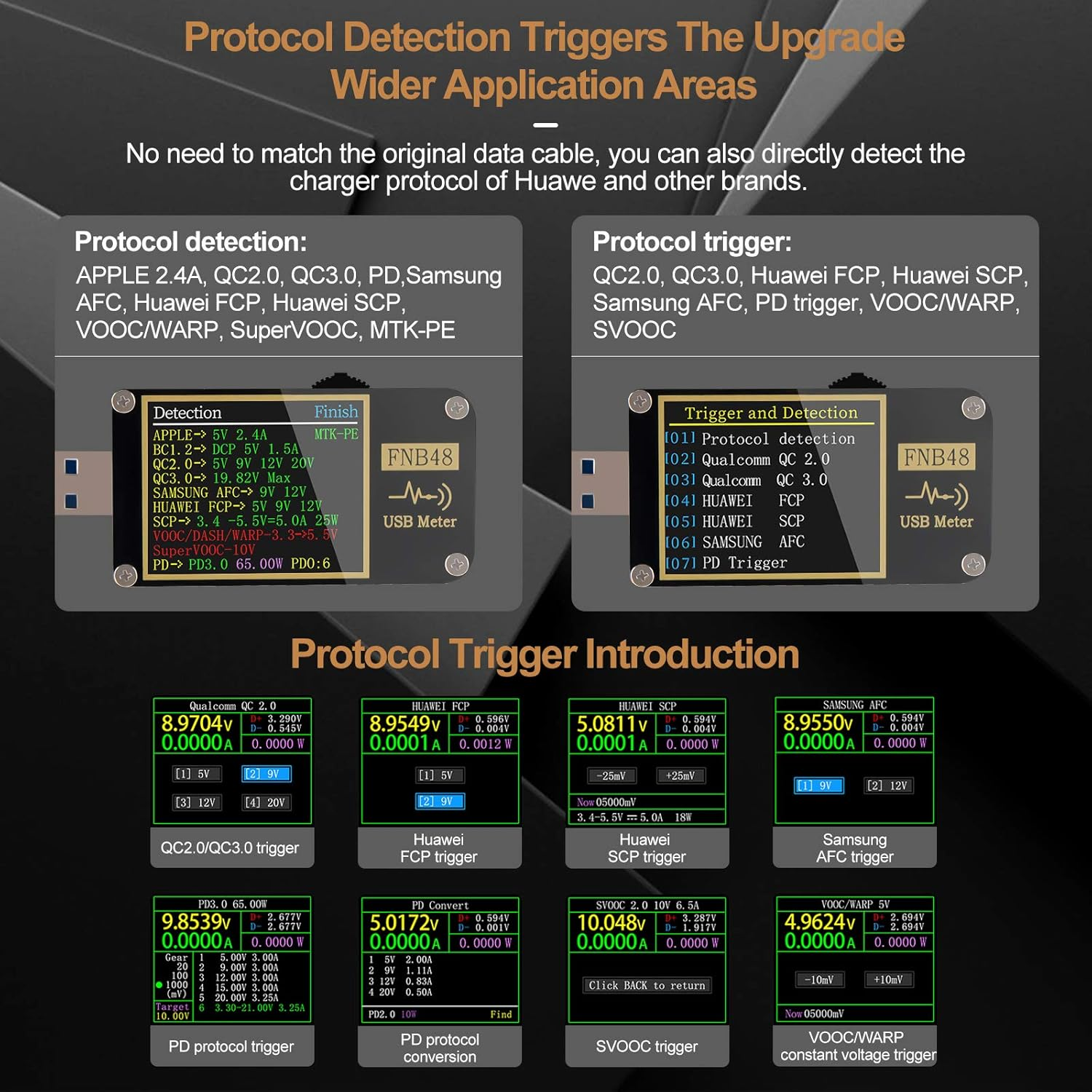 USB Tester USB Voltage Meter with Bluetooth PD Trigger Voltmeter USB 3.0 Voltage and Current Tester 4-24V 6.5A USB C Multimeter PPS Fast Charging Protocol QC2.0 3.0 FNB48 image number 3