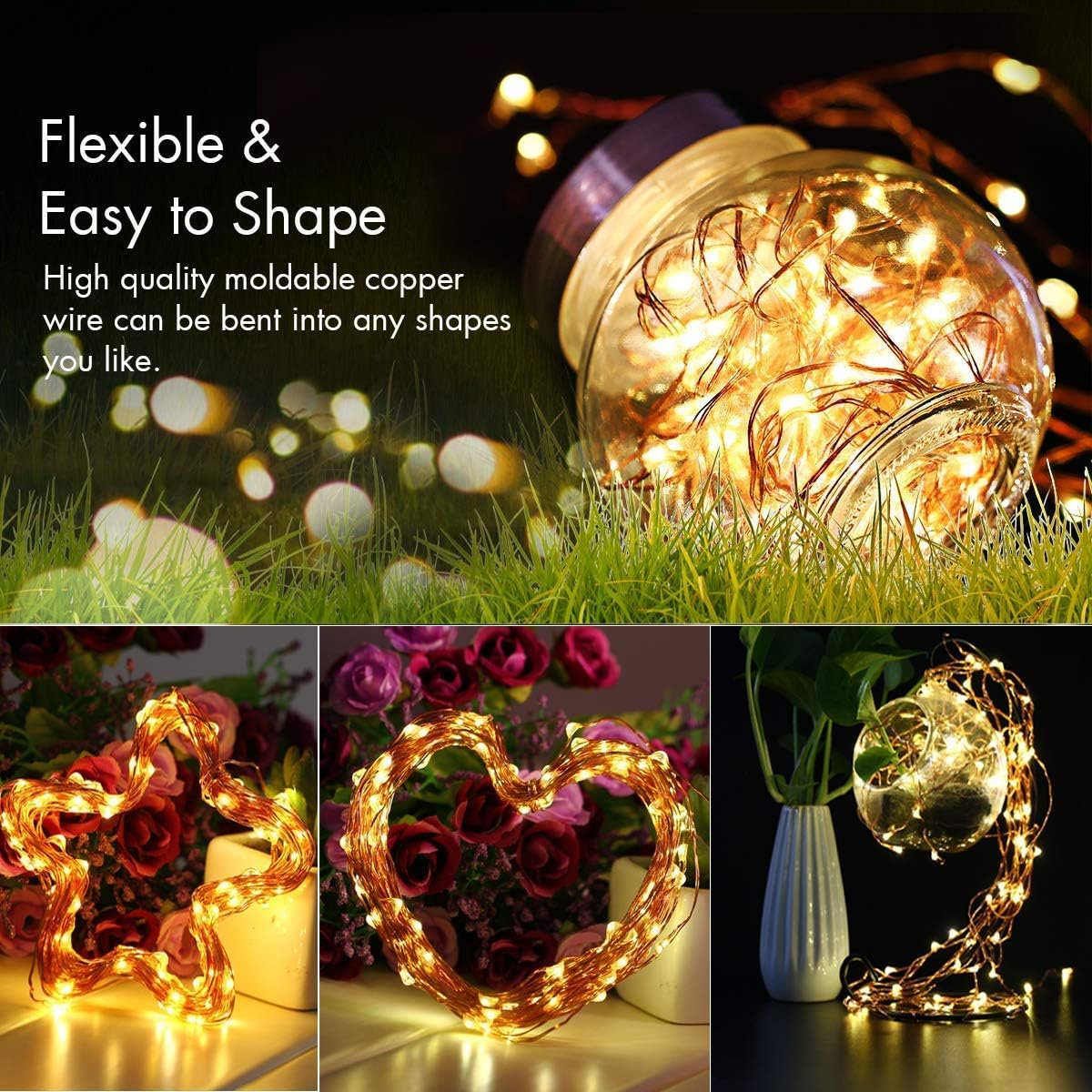 Fairy Lights for Bedroom, [2 Pack] 100 LED Lights W/ 8 Mode USB Powered, Twinkle Icicle Festoon String Lights W/Remote & Timer for Indoor Xmas Party Wall Wedding Home D&eacute;cor Products(Warm White)