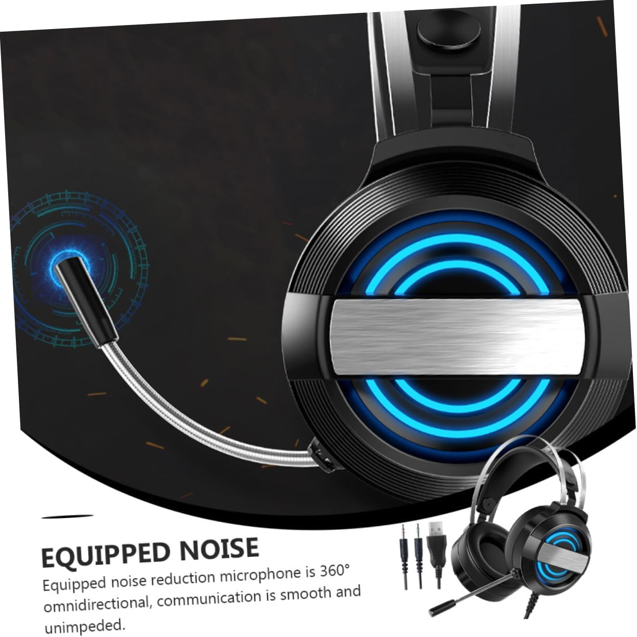 Operitacx Comfortable Wired Gaming Headset with Noise Reduction Mic Stylish Luminous Design Surround Sound Effects Breathable Earmuffs for Gamers and Home Use image number 5