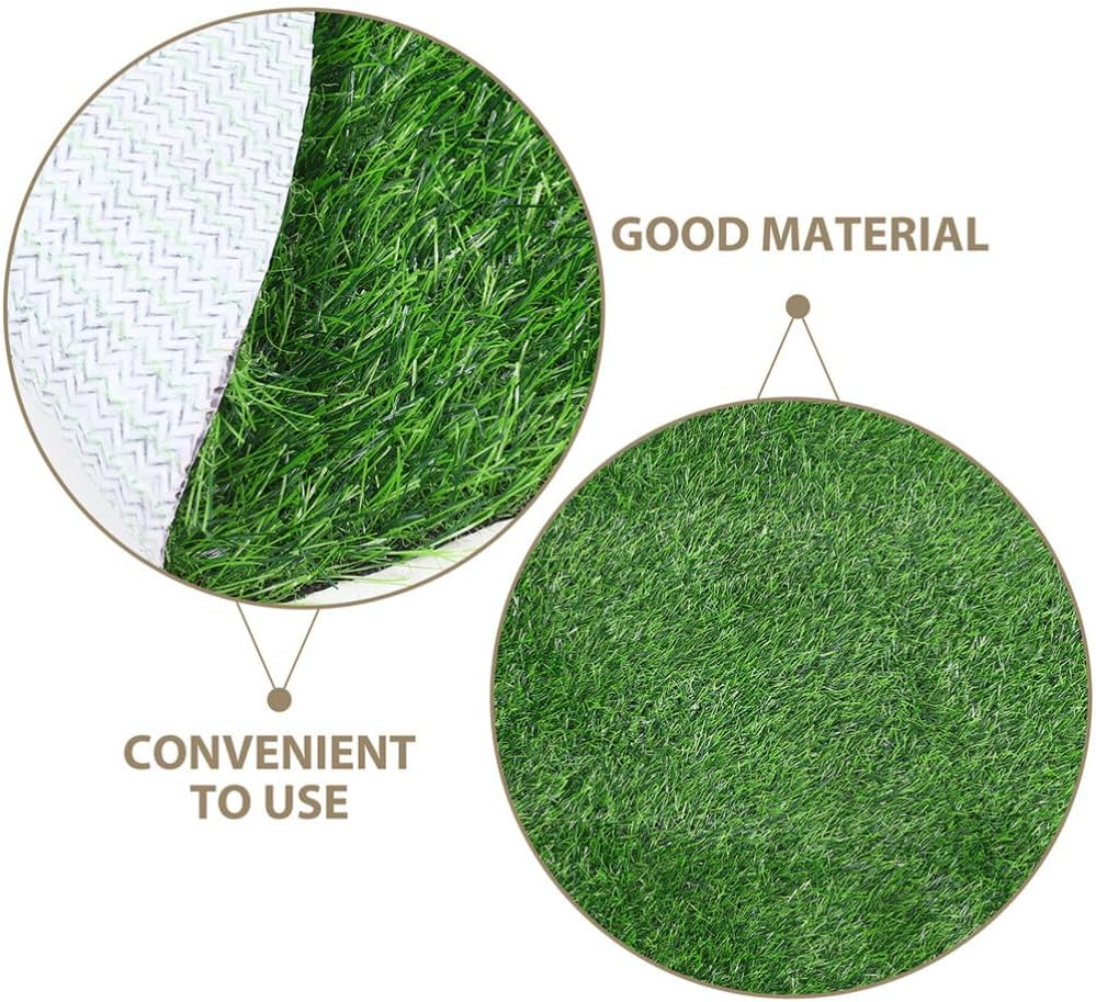 PRETYZOOM round Artificial Grass Turf Outdoor Indoor Area Rug Circular Carpet Realistic Synthetic Grass Runner Soft Grass Mat for Pet Dog Lawn Garden 31 Inch image number 4