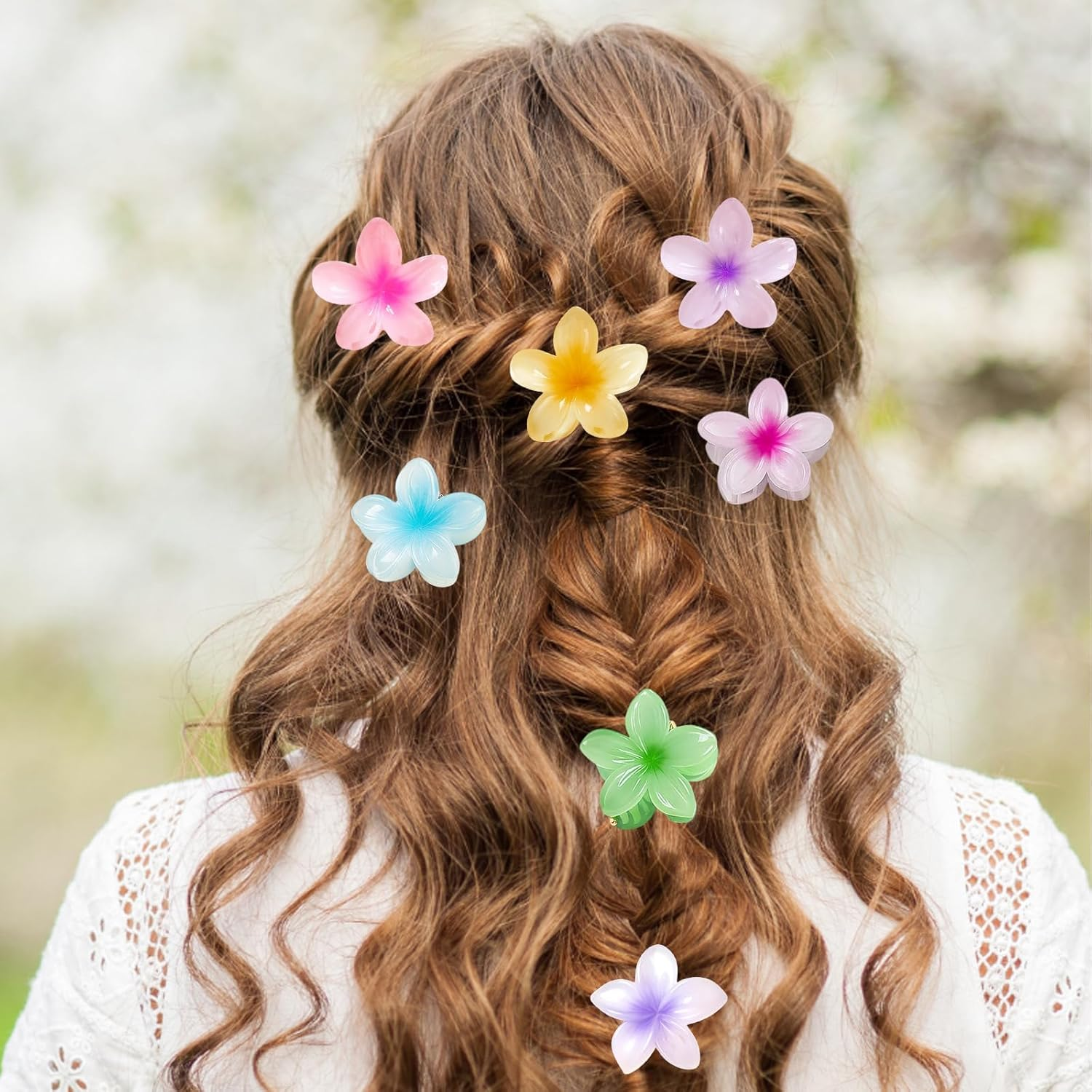 Flower Hair Clips, Flower Clips, Hair Clips, 15 Pieces in 12 Colours, for Thick Hair, Party and Everyday Styling, 4 X 2.5 Cm image number 2