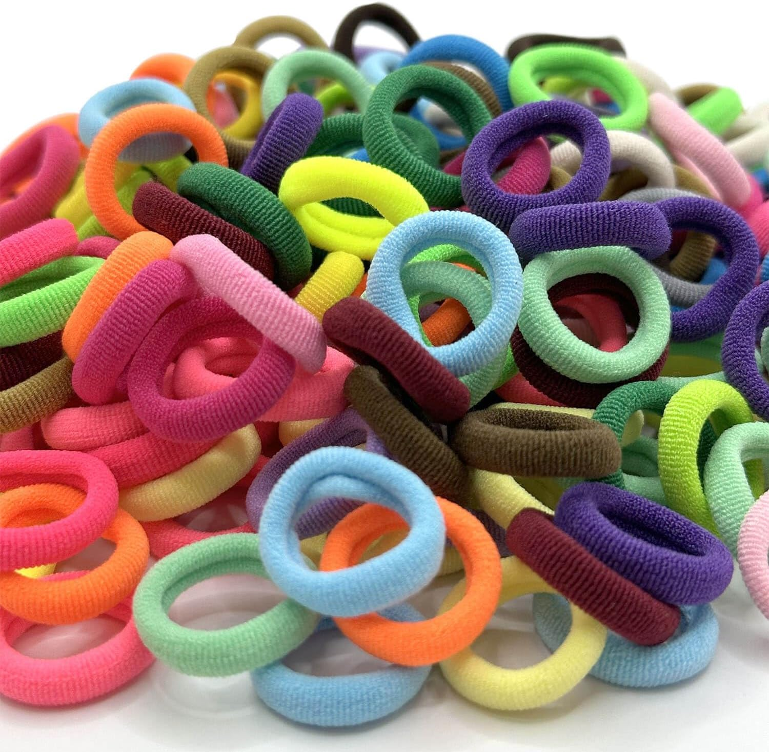 288 Pcs Baby Hair Ties,Seamless Cotton Hair Ties No Damage, Multicolor Small Hair Bands for Little Girls and Kids, Soft Hair Elastic Ponytail Holders, Toddler Hair Accessories (24 Colors) - Dark Color image number 2