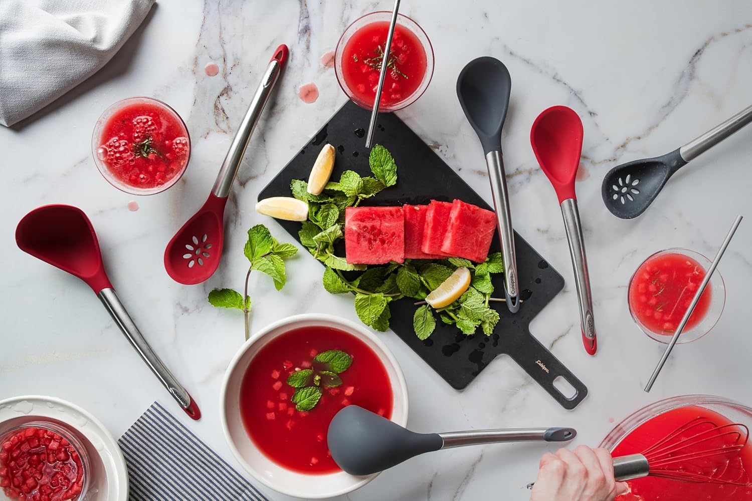 Cuisipro 7112508 Piccolo Tools Silicon Slotted Spoon, Red