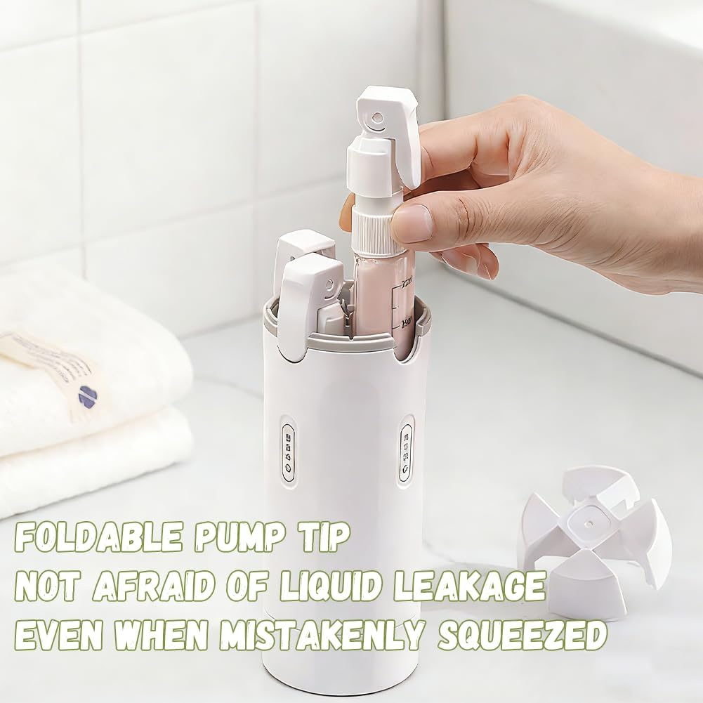 4 in 1 Travel Dispenser Bottle, Mini Shampoo Dispenser Portable Travel Bottle Set, Leak Proof Travel Size Containers, for Flights Gym Bag Weekends Away (Green) - Green image number 3