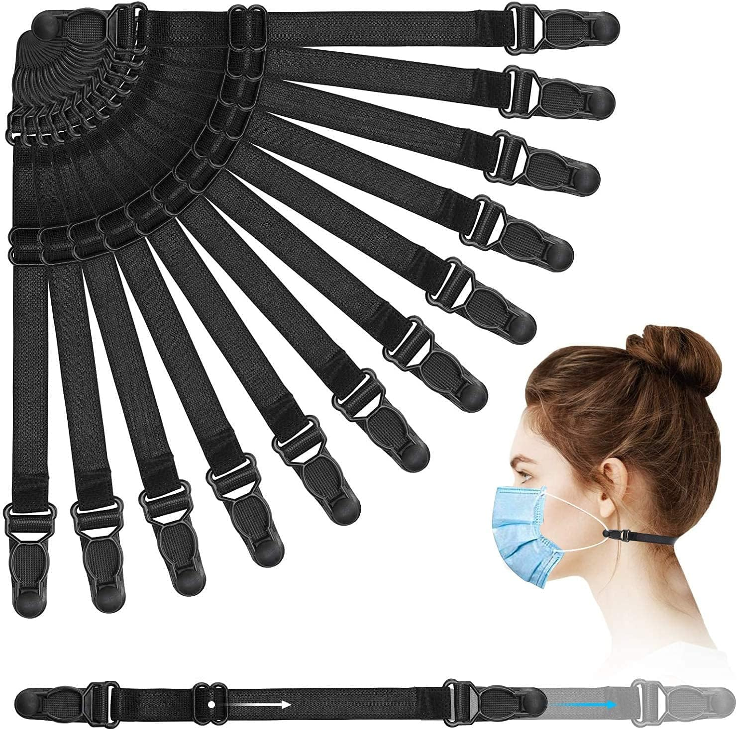 Mask Extender Strap 12Pcs,Ear Savers for Masks,Mask Holder Mask Extenders,Masks Extension Hook Adjustable for Extending Masks Buckle Ear Protectors,Compatible with All Masks and Kid Mask