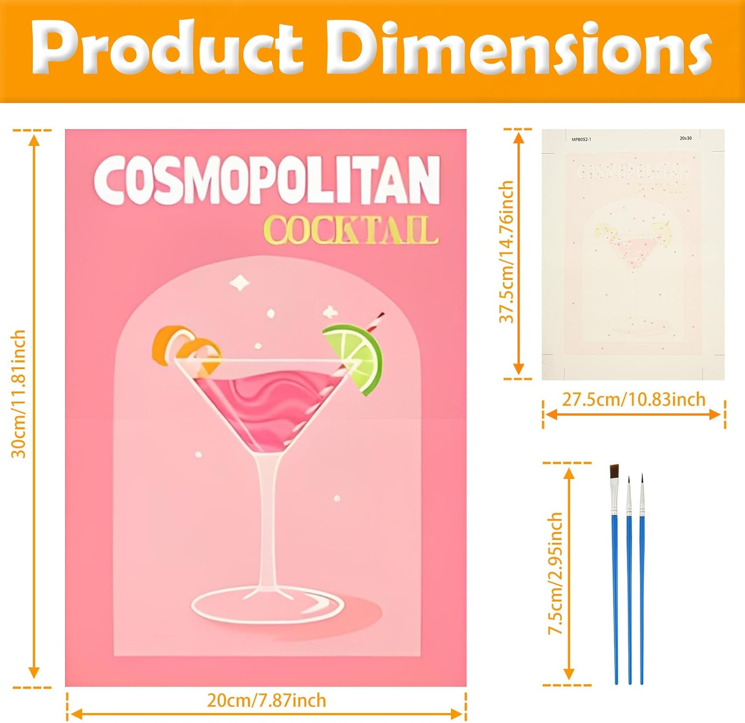 Fwqofvk 6 Packs Oil Painting Set by Numbers with Brush and Acrylic Paint, Linen Canvas Cocktail Theme Painting for Home Decor Present for Art Lover 37.5&times;27.5 Cm (Style 2) - Style 2 image number 2