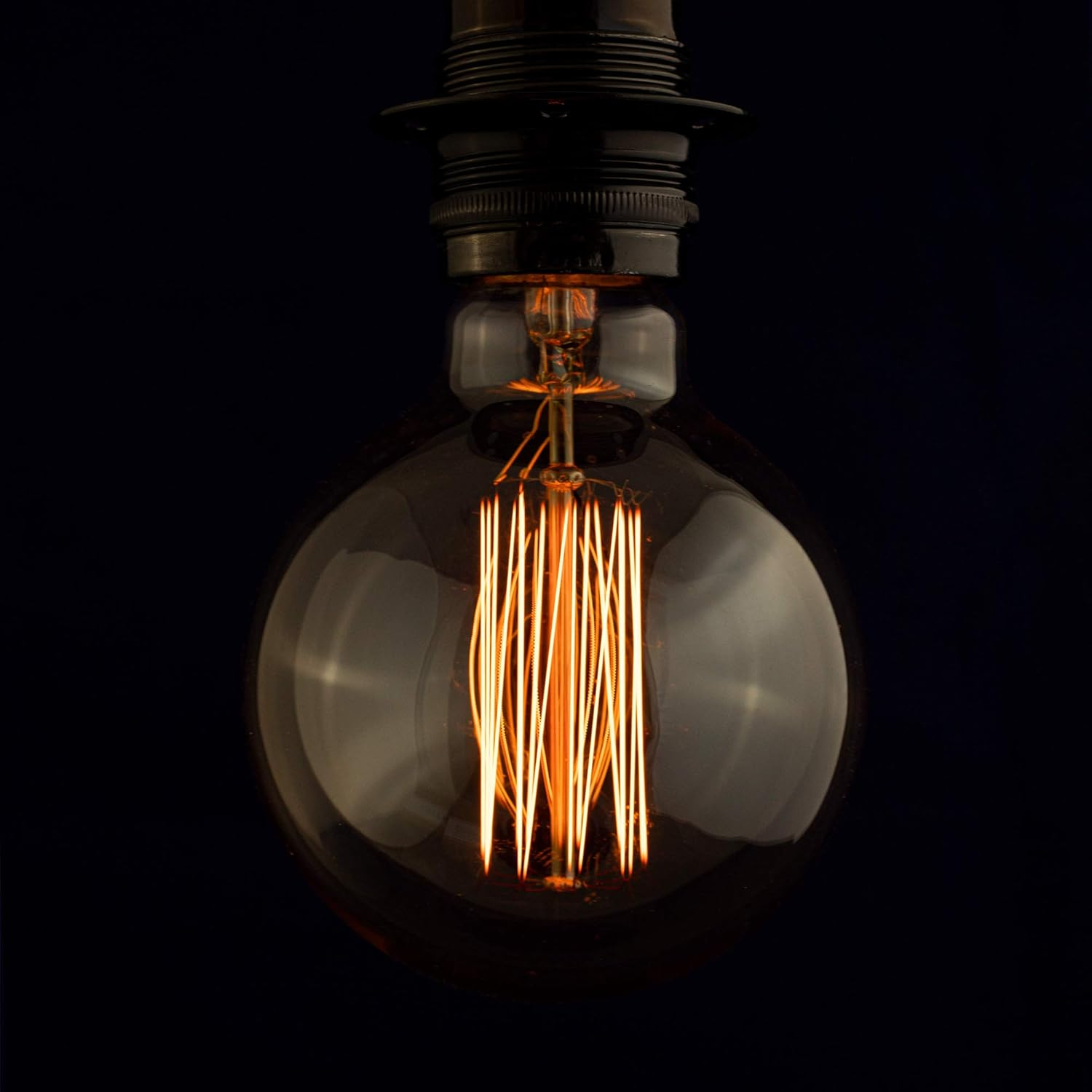 William & Watson Edison Vintage Large Globe Squirrel Cage Dimmable Light Bulb, 40W Amber Old Fashioned Retro E27 Screw Fitting Lamp (Globe Large (G95))