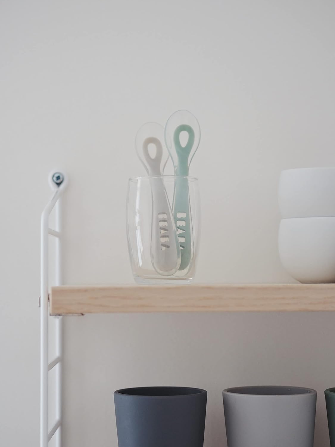 Beaba 2Nd Stage Soft Silicone Spoons with Case, Velvet Grey/Sage Green (2-Piece Set) image number 2