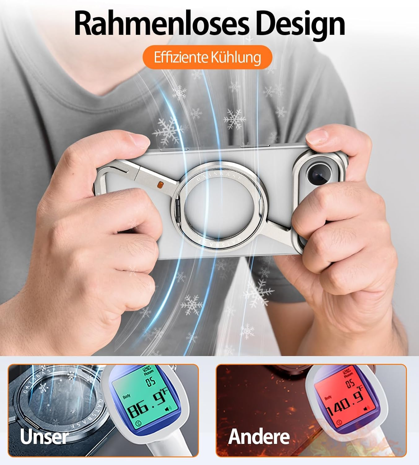 NIFBANG Z Shape for Iphone Air, Frameless Case, with 360&deg; Rotating Magnetic Stand, Mobile Phone Case, Thin Aluminium Military Shockproof Protective Case for Iphone 17 Air Bumper Case (Silver) image number 6