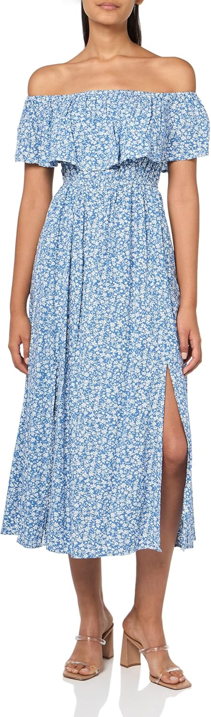 Coolmee Maternity Dress Women'S Maternity Summer Floral Print V Neck Casual Mini Boho Ruffle Swing Dress