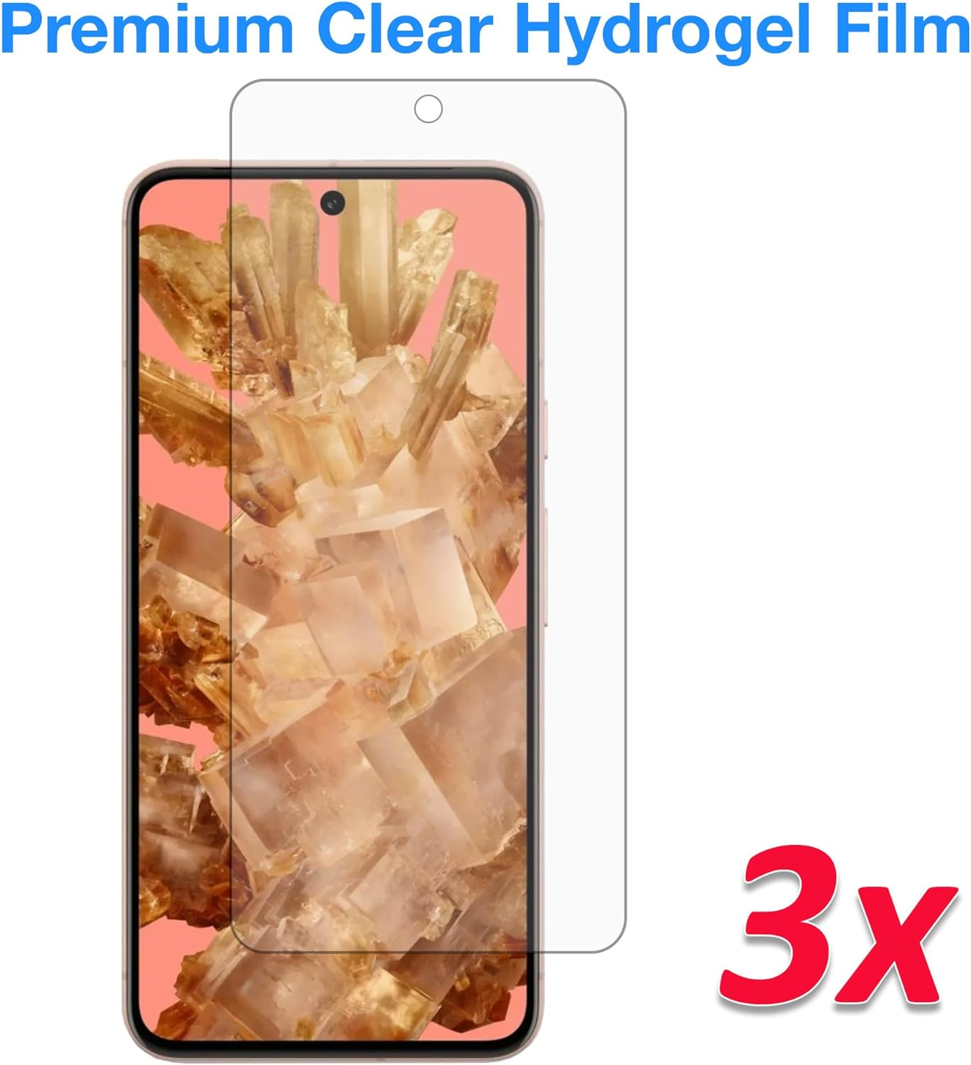 MEZON [3 Pack] Google Pixel 8 (6.2") Premium Hydrogel Clear Edge-To-Edge Full Coverage Screen Protector Film (Pixel 8, Hydrogel)